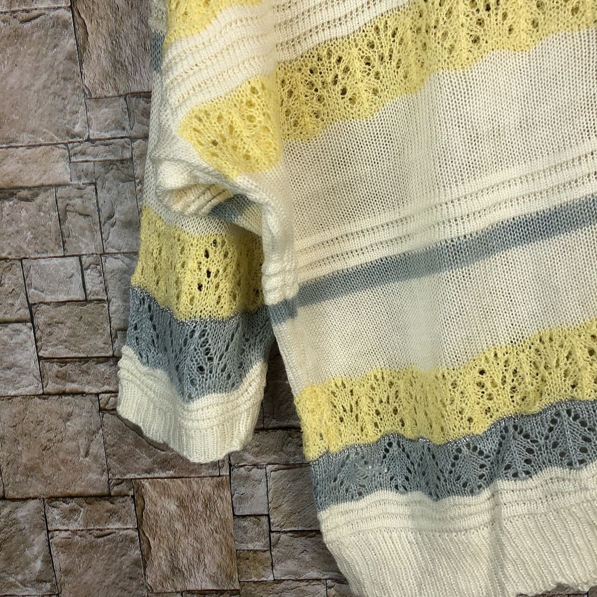 Japanese Brand × OVER THE STRiPES Japanese Brand Stripe White Knitwear #A1070 Size M / US 6-8 / IT 42-44 - 7 Thumbnail