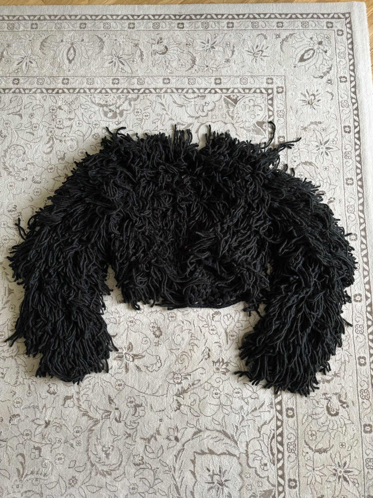 If Six Was Nine Y2K Crazy Fuzzy Tassel Cropped Knit Cardigan Margiela Style Size US M / EU 48-50 / 2 - 11 Thumbnail