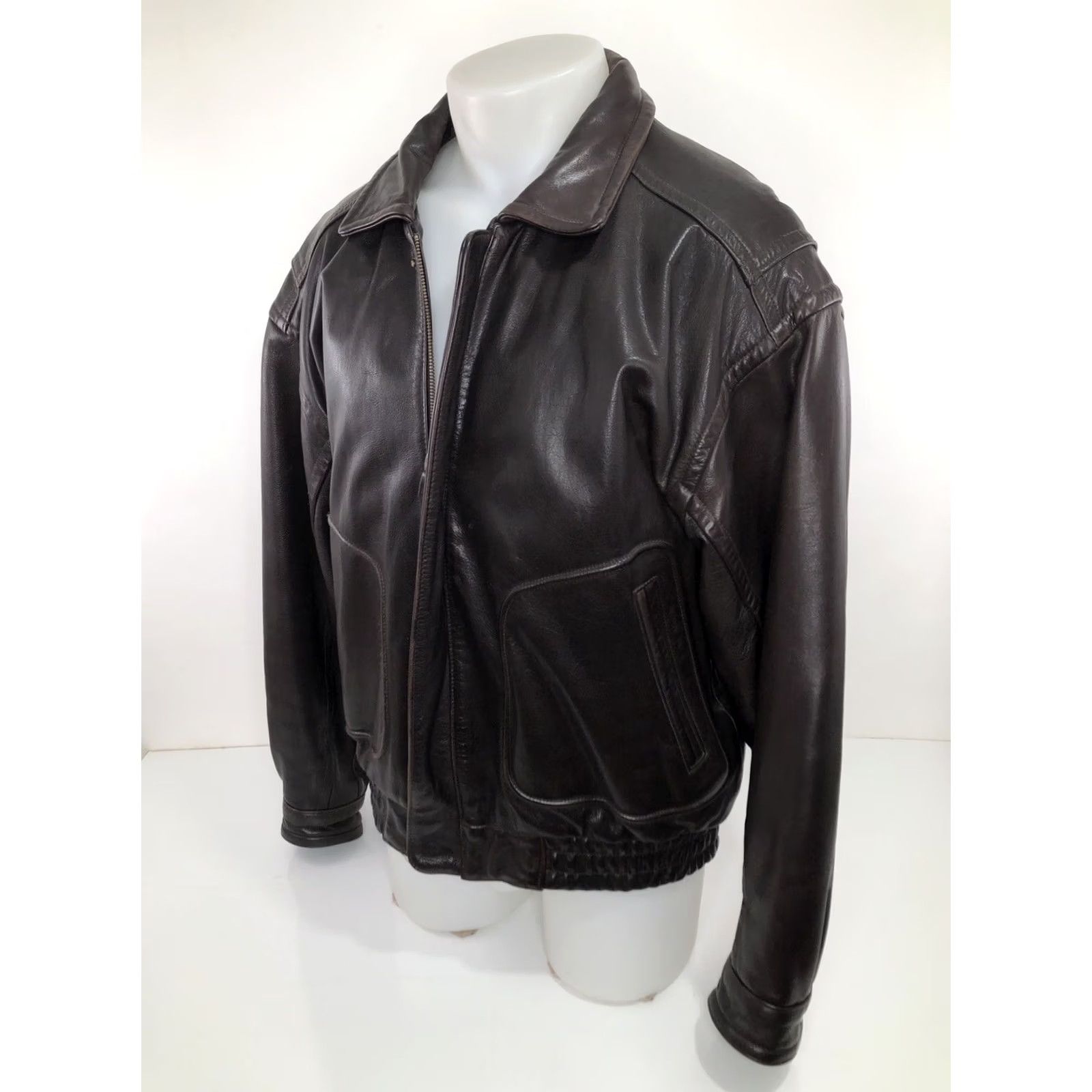 Banana Republic BANANA REPUBLIC Leather Bomber Jacket Mens 46 Brown Leather Thick Sturdy Jacket Size US S / EU 44-46 / 1 - 5 Thumbnail