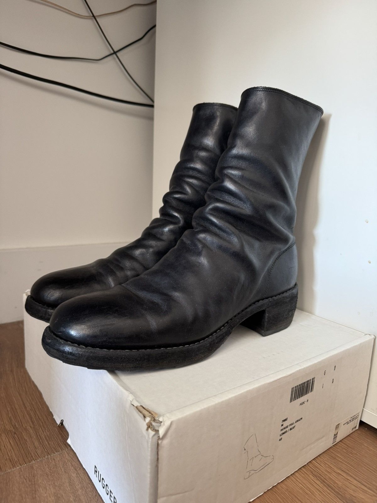 Pre-owned Guidi 788z Eu 43 Horse Leather Shoes In Black