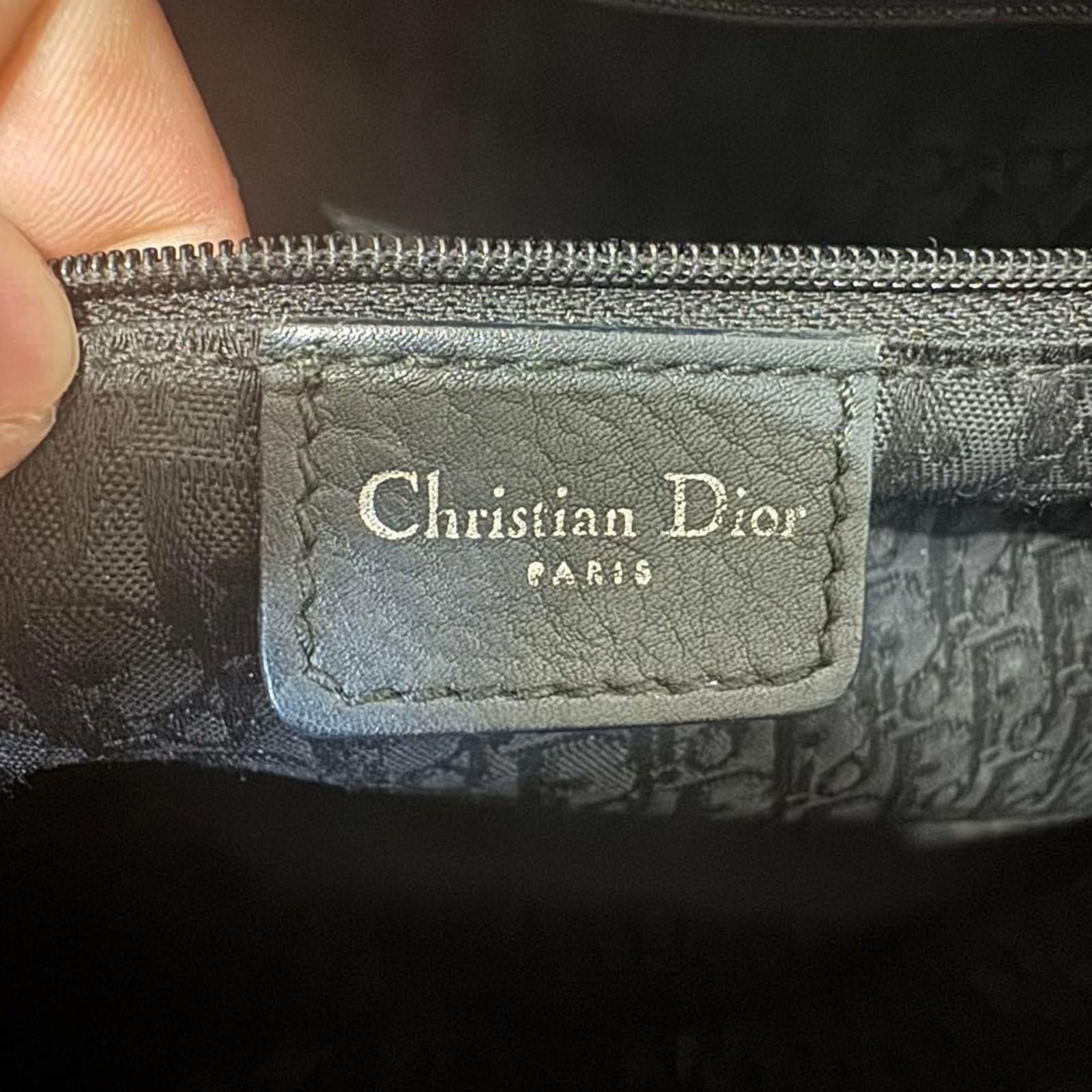 Dior Dior - Black Leather Handbag with Silver 'D' Buckles Size ONE SIZE - 8 Thumbnail