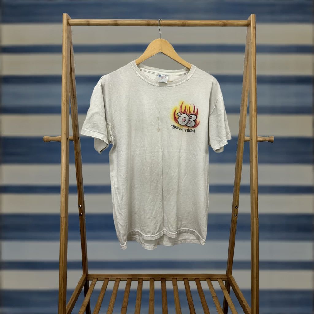 Jerzees VTG Corvette Fire Flame Panama Beach Worn Distressed Cotton T-Shirt Size L Shirt Mens White Fire Thrashed 90s Event Racing Size US L / EU 52-54 / 3 - 1 Thumbnail