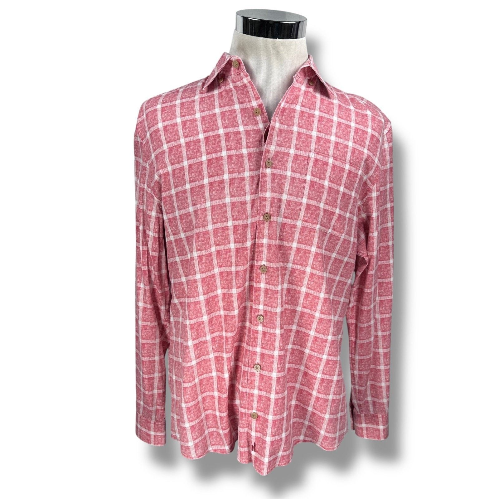 johnnie-O Johnnie O Hangin Out Shirt Men’s L Pink Check Long Sleeve Size US L / EU 52-54 / 3 - 1 Thumbnail