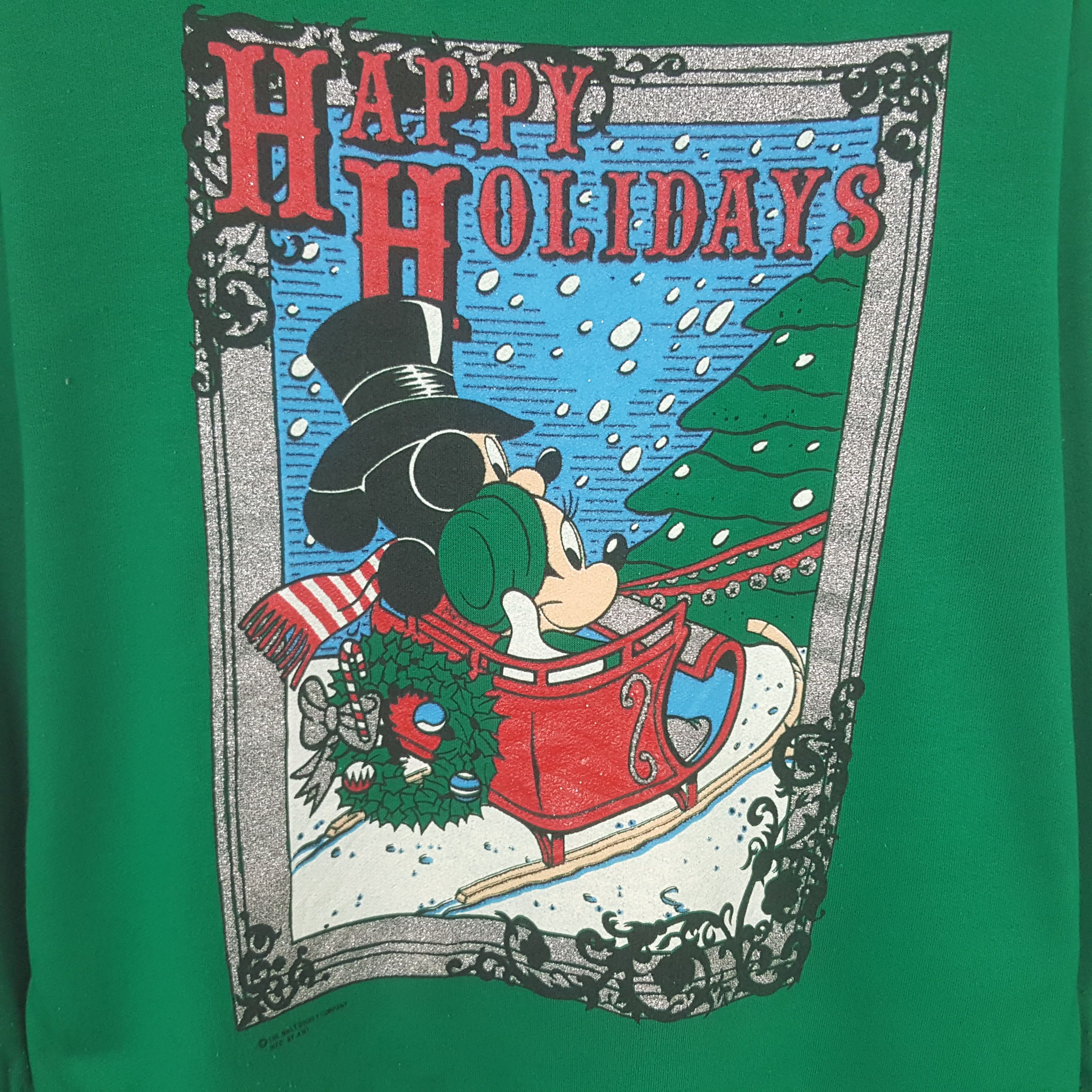 Cartoon Network Vintage 90’s Mickey Mouse Happy Holidays Greeting Sweatshirt Size US L / EU 52-54 / 3 - 5 Thumbnail