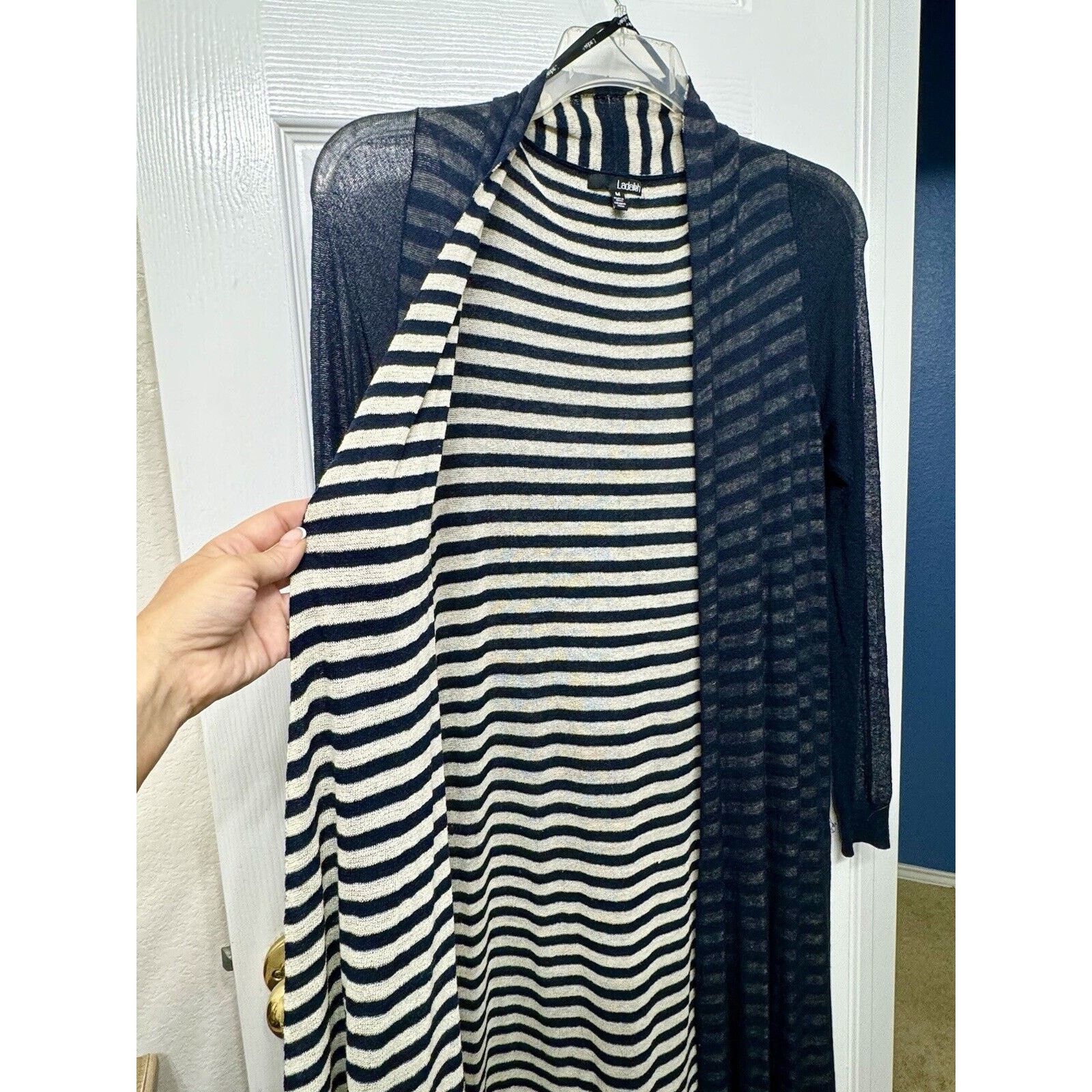 Anthropologie LADAKH Lightweight Open Front Duster Navy Striped - M Size M / US 6-8 / IT 42-44 - 2 Thumbnail