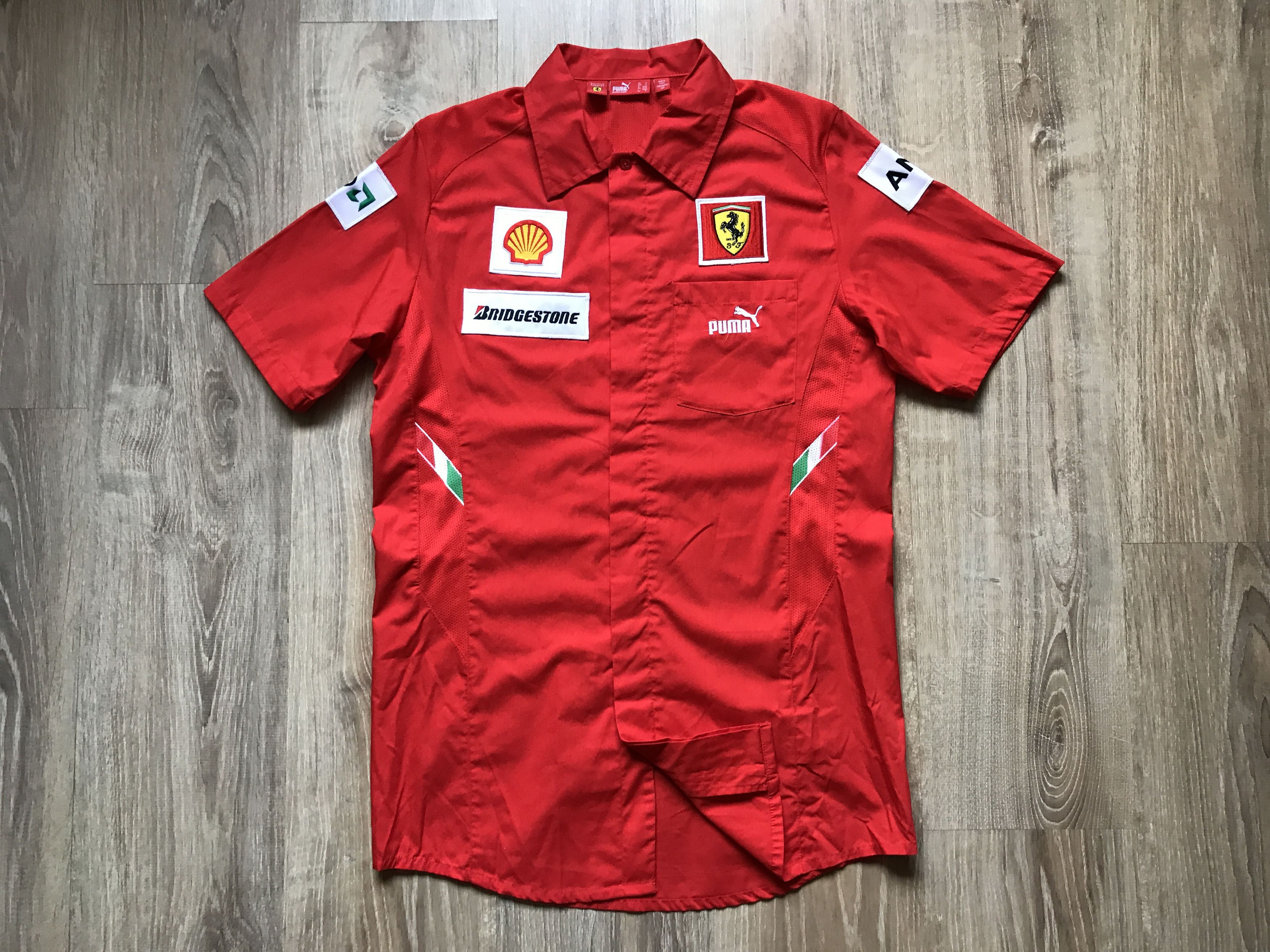 Image of Ferrari F1 Racing Short Sleeve Shirt in Red, Men's (Size Small)