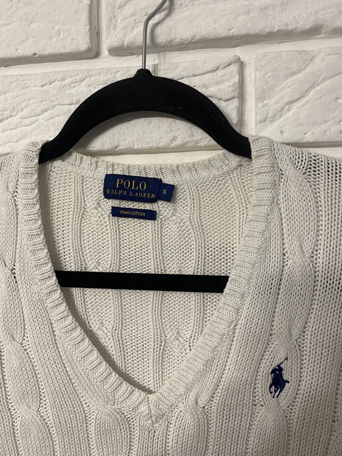 Polo Ralph Lauren × Ralph Lauren Polo Ralph Lauren cable knit V neck cotton sweater Size S / US 4 / IT 40 - 3 Thumbnail
