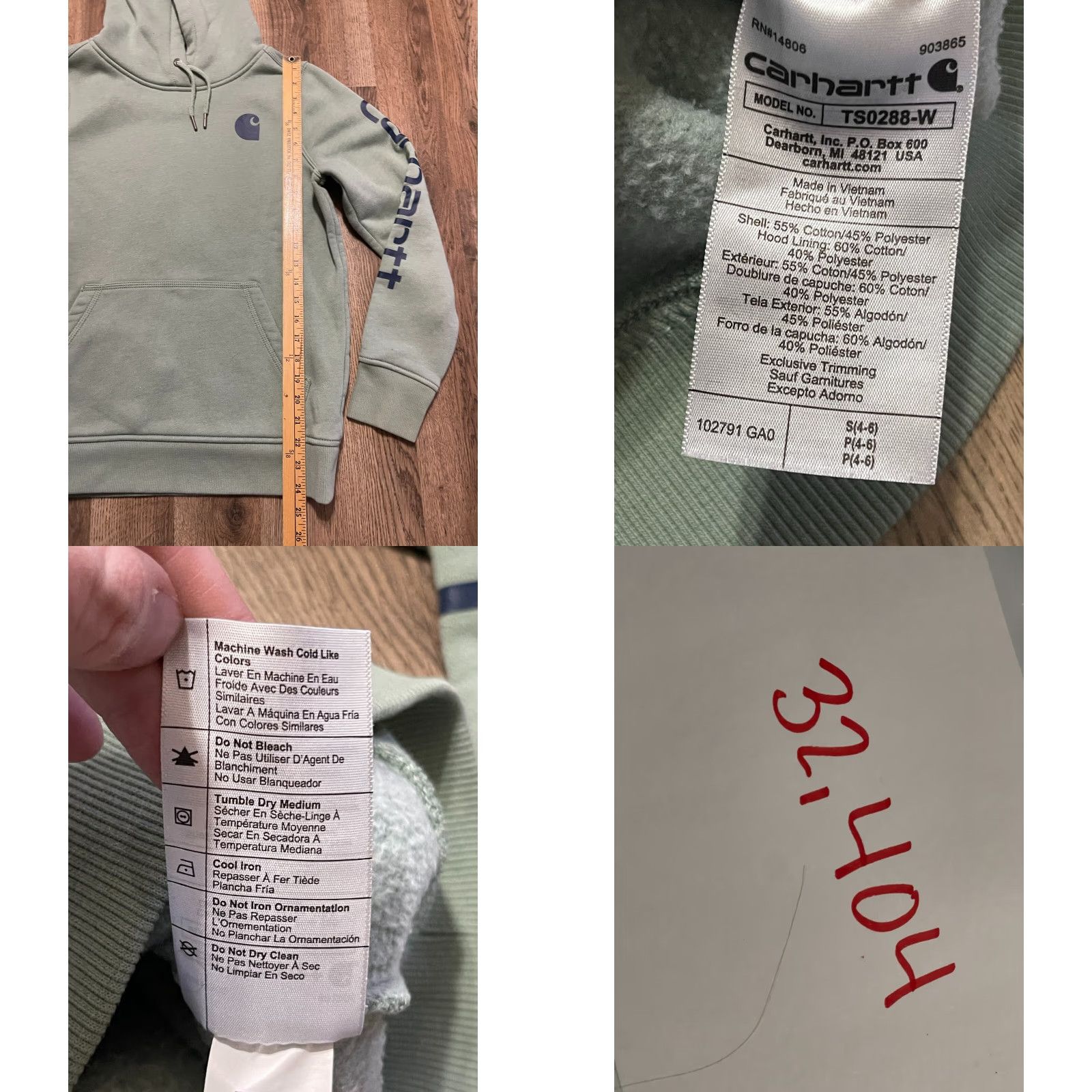 Carhartt Carhartt Hoodie Women’s Small Green Pullover Relaxed Fit Logo Shirt) Size S / US 4 / IT 40 - 8 Thumbnail