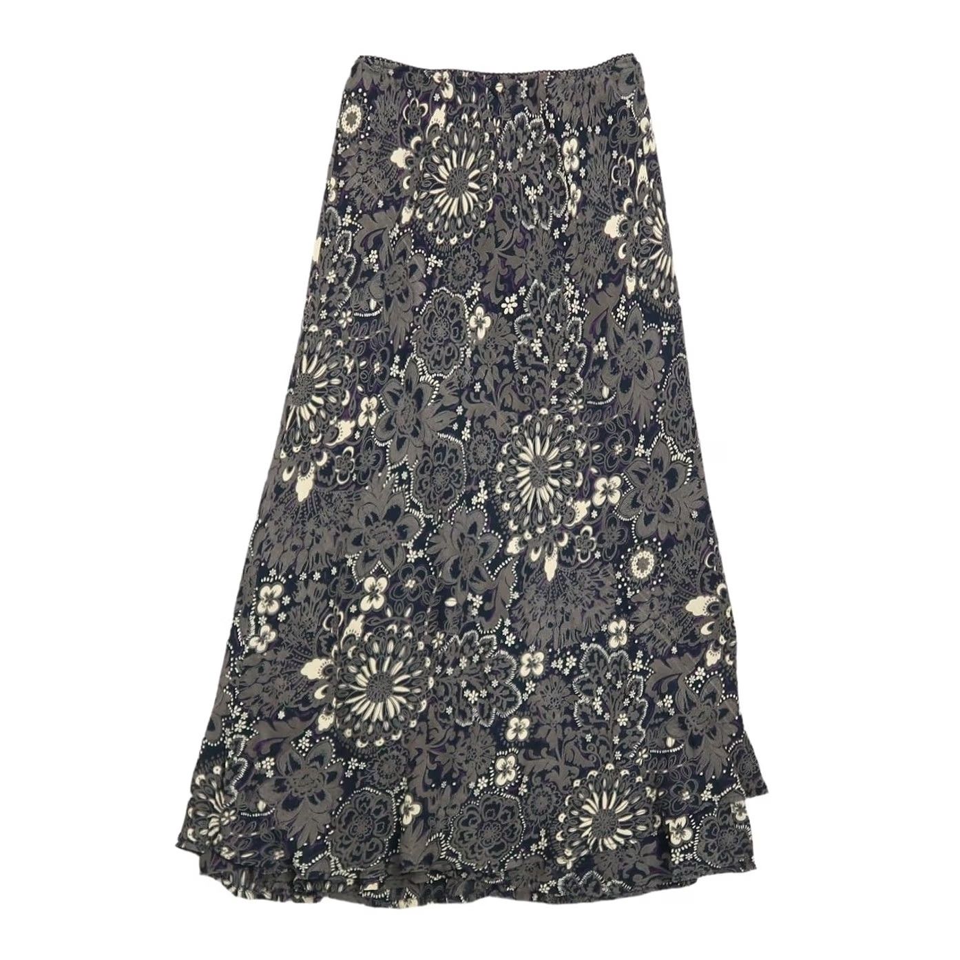 Style & Co VINTAGE Style & Co Skirt Midi 6P black and brown floral lace print 90s Women Size 28" / US 6 / IT 42 - 3 Thumbnail