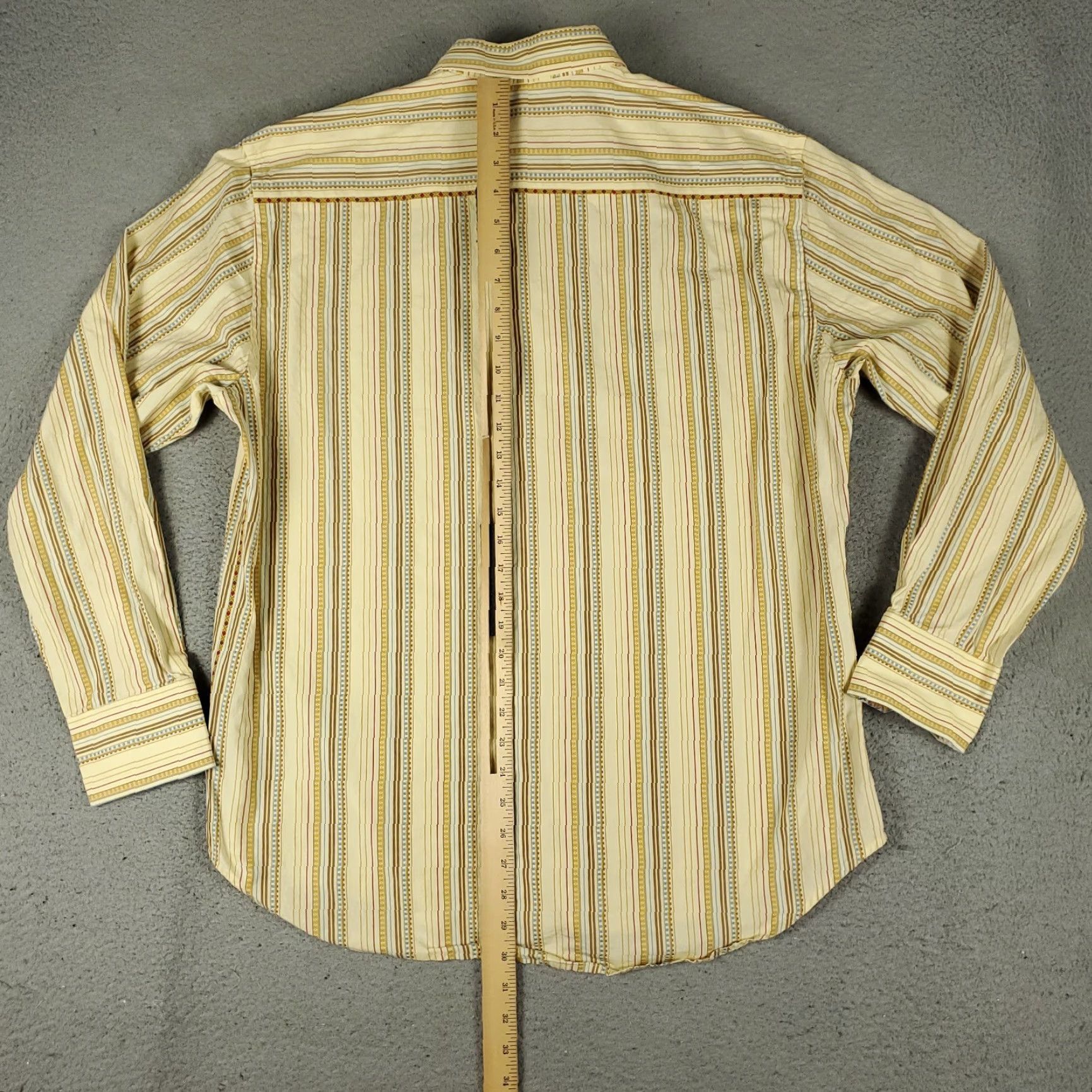 Robert Graham Robert Graham Shirt Mens XL Yellow/Beige Striped Button Up Long Sleeve Size US XL / EU 56 / 4 - 7 Thumbnail