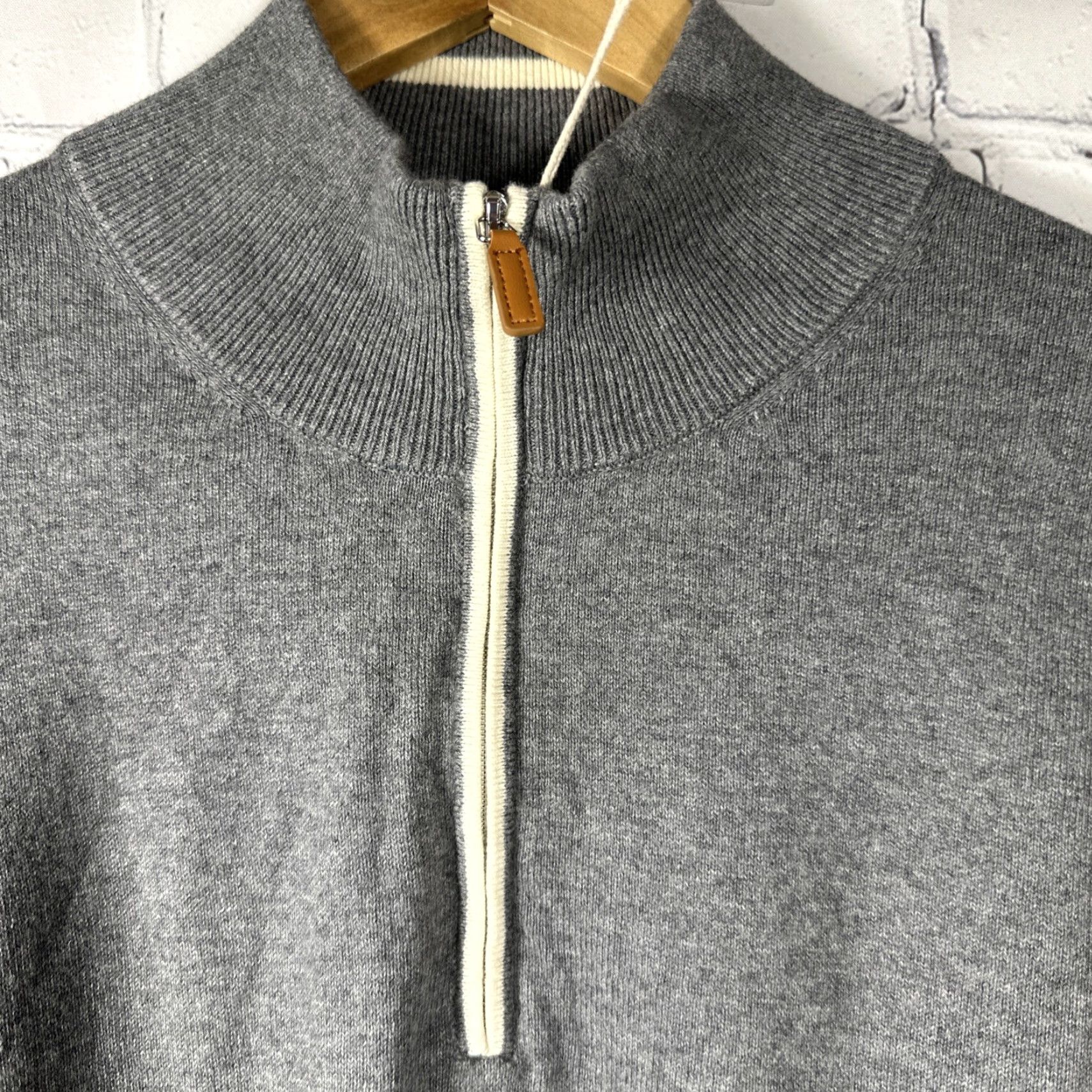 CO Collars & Co Quarter 1/4 Zip Sweater Gray Cashmere Cotton Long Sleeve Golf New Size US XXL / EU 58 / 5 - 2 Thumbnail