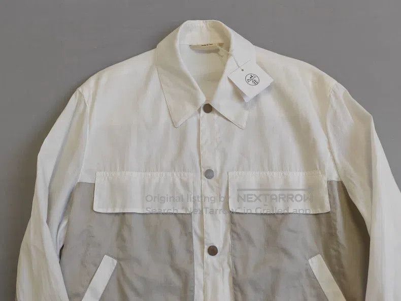 Hermes Jacket shirt jacket, grey and white color block, 10