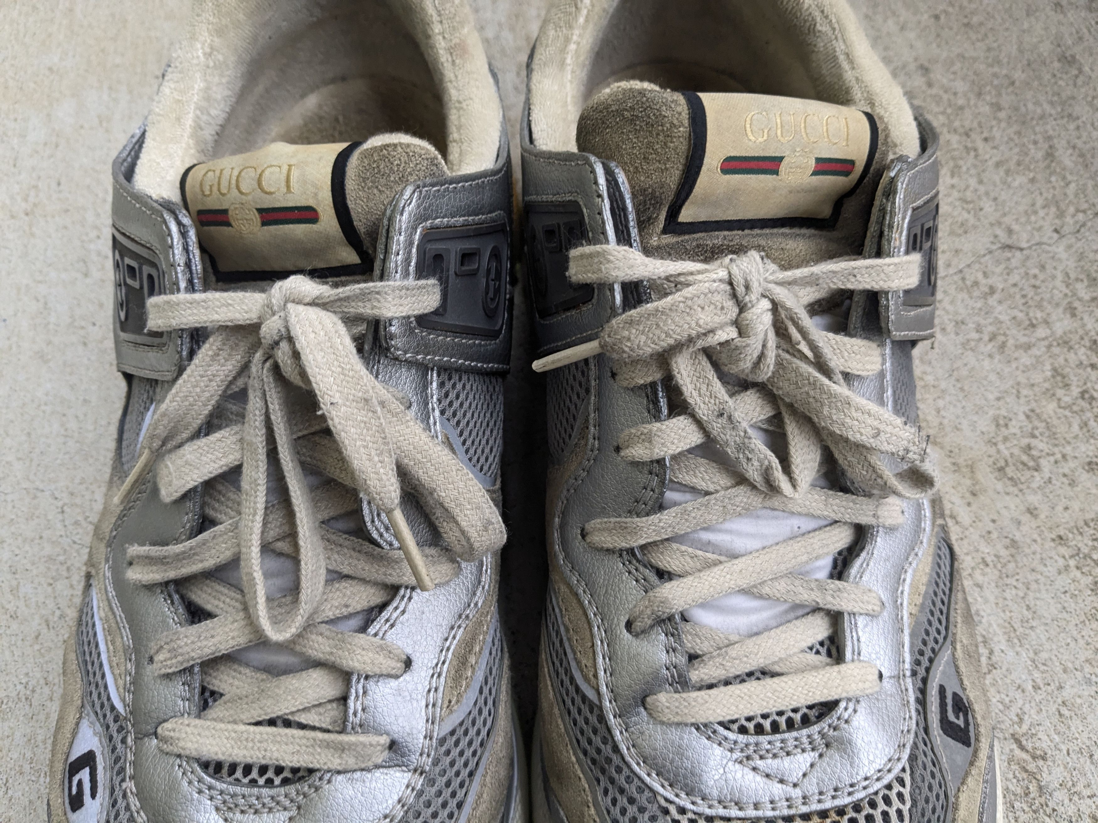 Gucci Gucci Ultrapace Sneakers Silver Green 13.5 Gray Size US 13 / EU 46 - 4 Thumbnail