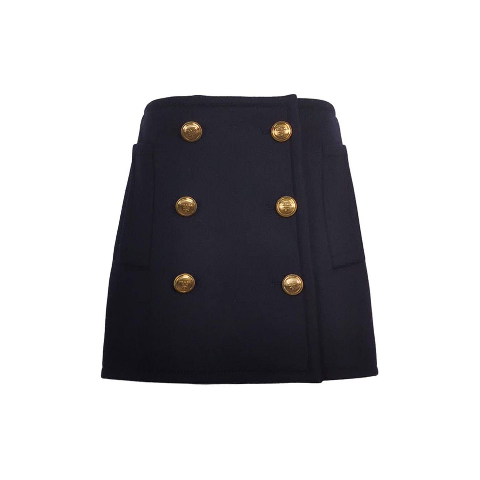 Prada Prada Logo Detail Navy Mini Skirt 0089 Size 38" / US 16 / IT 52 - 1 Thumbnail