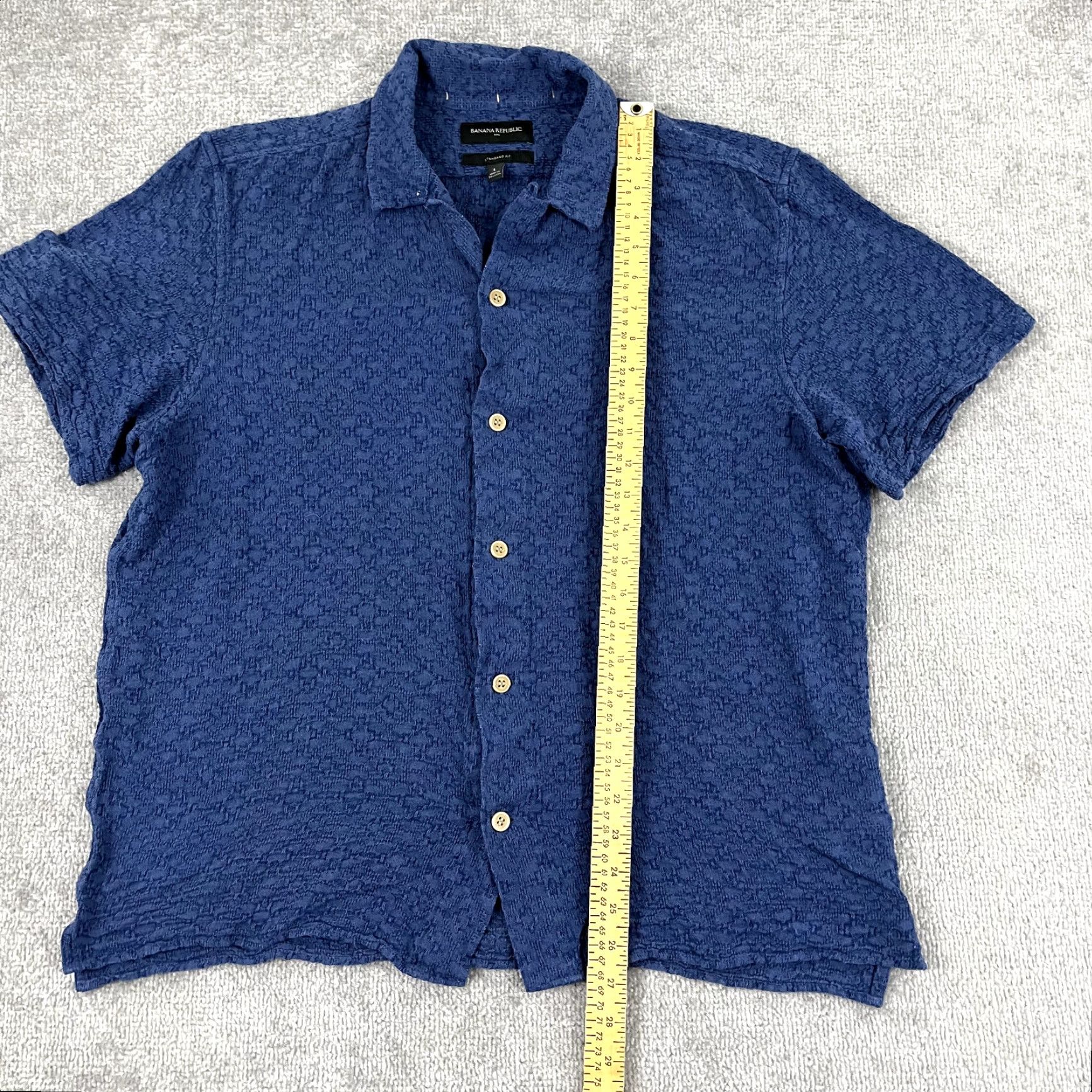 Banana Republic BANANA REPUBLIC Shirt Men L Blue Woven Textured Linen Blend Button Up Casual Size US L / EU 52-54 / 3 - 3 Thumbnail