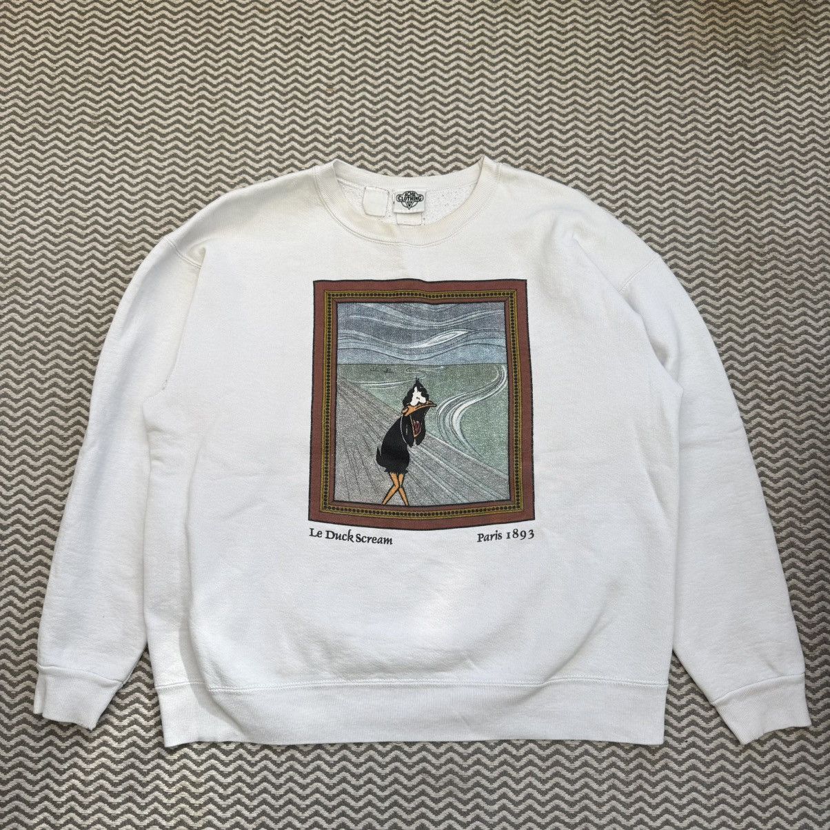 Acme Clothing Vintage “Le Duck Scream” Graphic Crewneck Sweatshirt – White Size US L / EU 52-54 / 3 - 1 Thumbnail