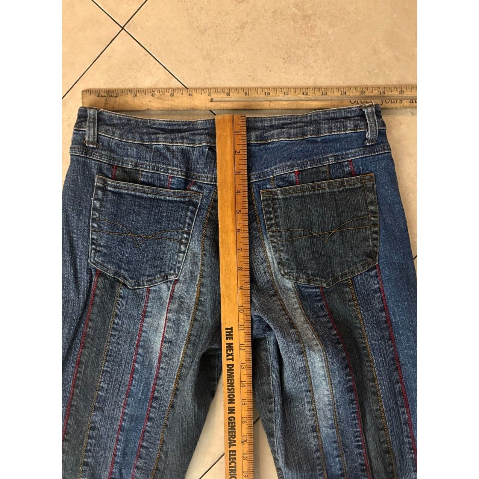 Vintage VINTAGE No Boundaries Jeans Low Rise Flare Lace Up 32W 28In Blue Denim 90s Bohemian Retro Womens Size 13 Size 34" / US 12 / IT 48 - 6 Thumbnail