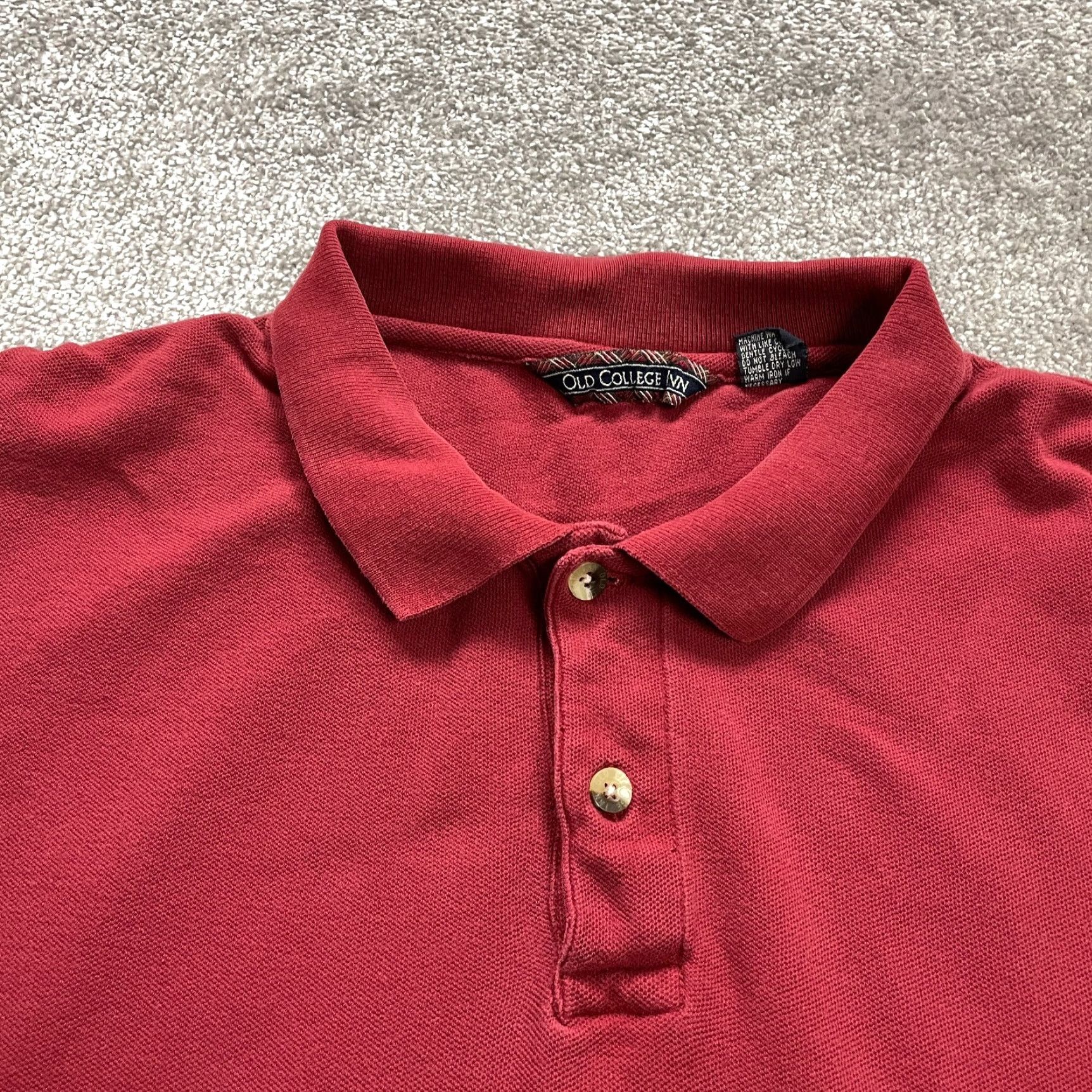 Vintage Old College Inn Polo Shirt Mens 2XL Red Cotton Short Sleeve Collared Golf Tennis Polo Shirt Mens Red 2XL Size US XXL / EU 58 / 5 - 3 Thumbnail