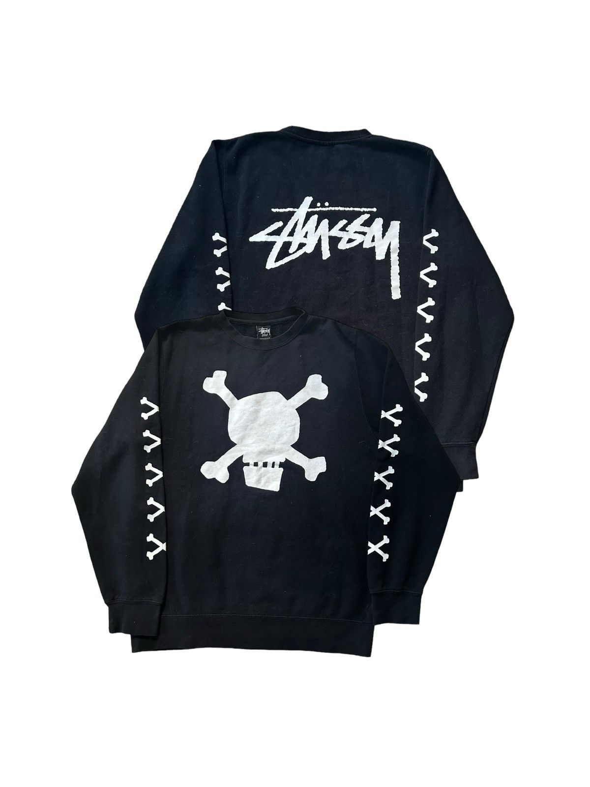 image of Stussy Worldwide 00S Skull Bones Crewneck Opium in Black, Men's (Size Large)