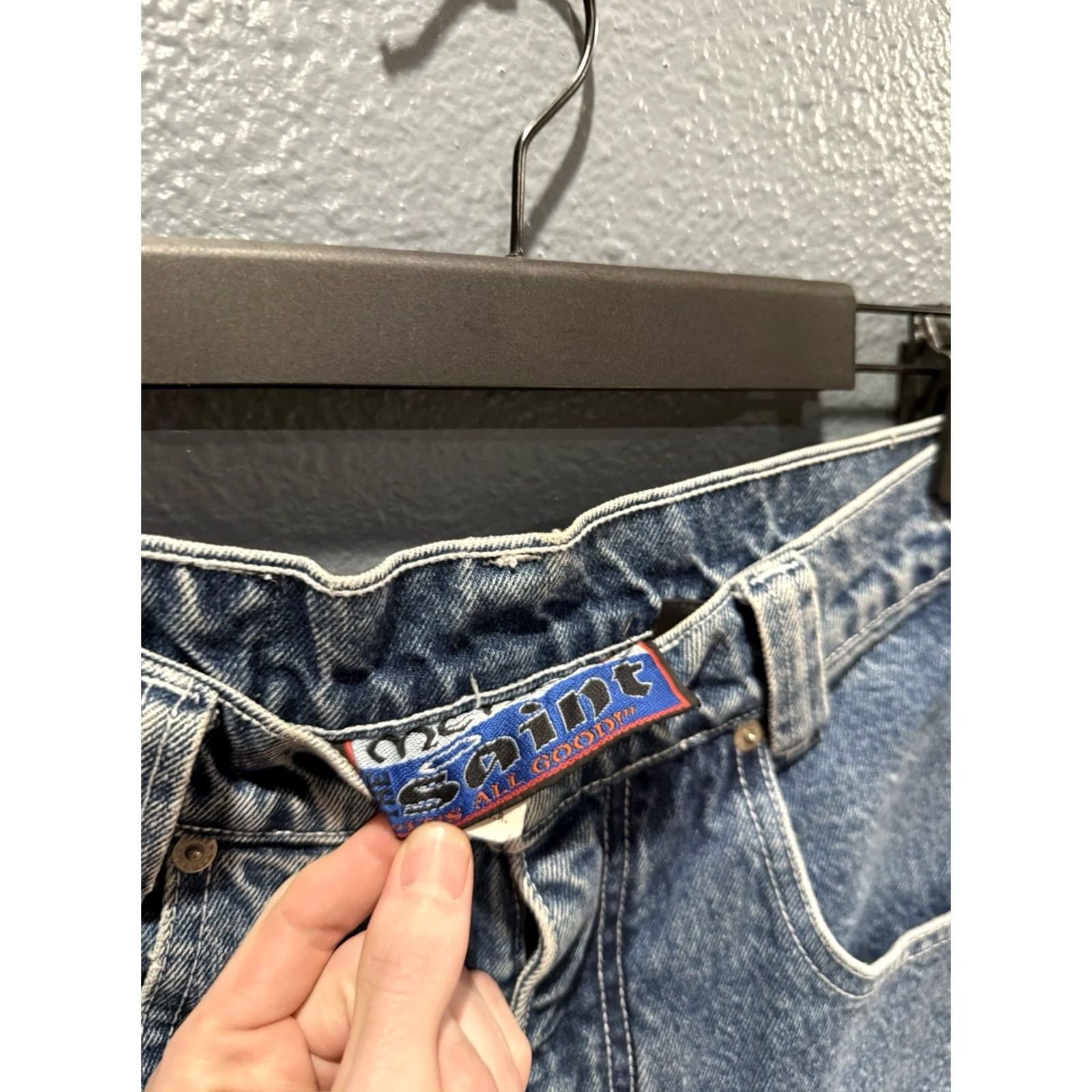 Vintage VINTAGE Menace 90s Baggy Wide-Leg Denim Jeans Distressed Sz 30 Mens Jeans Blue 30s Distressed Size US 30 / EU 46 - 4 Thumbnail