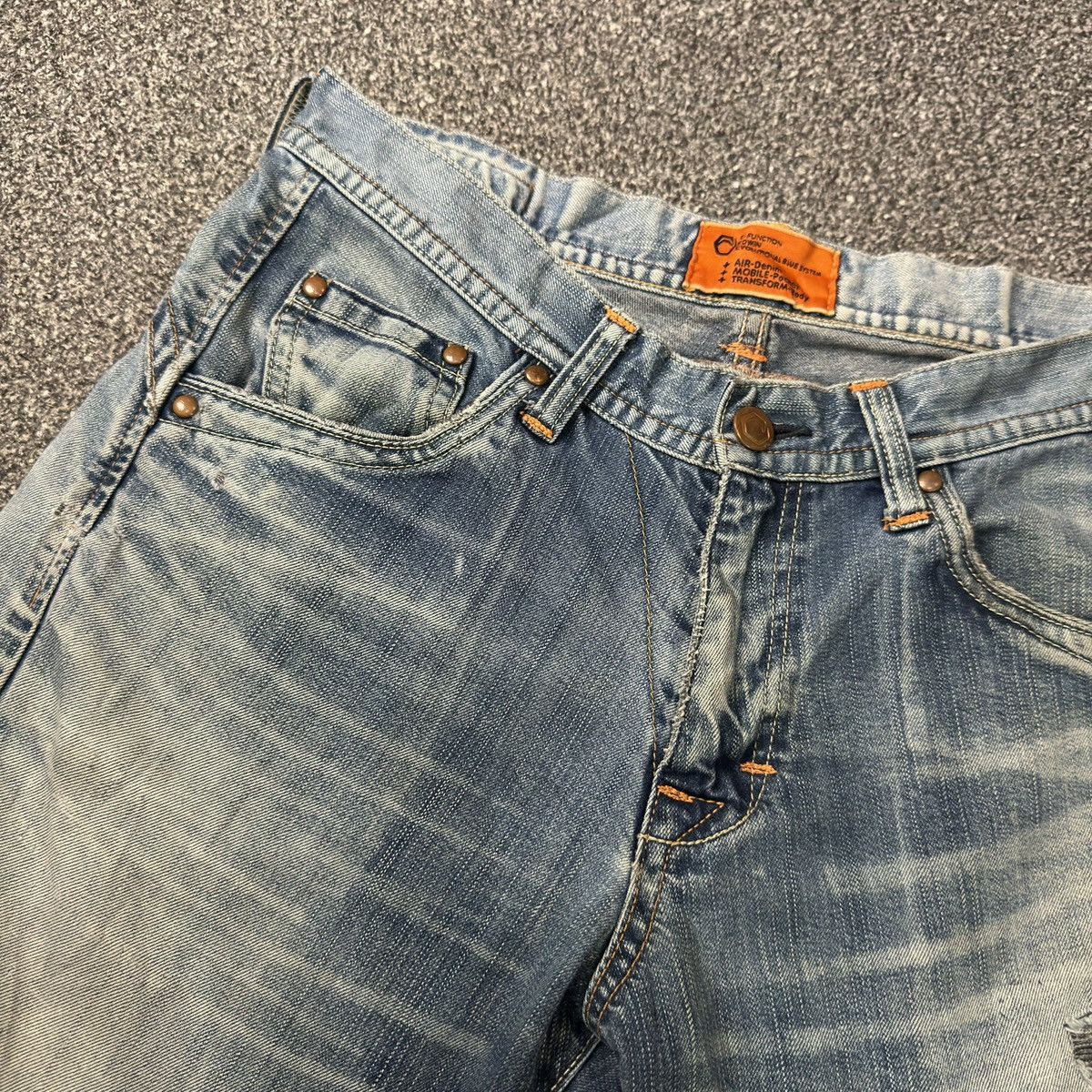 Affliction 🇯🇵 Vintage 90s Edwin Function Twisted Leg Distressed Denim Size US 34 / EU 50 - 11 Thumbnail