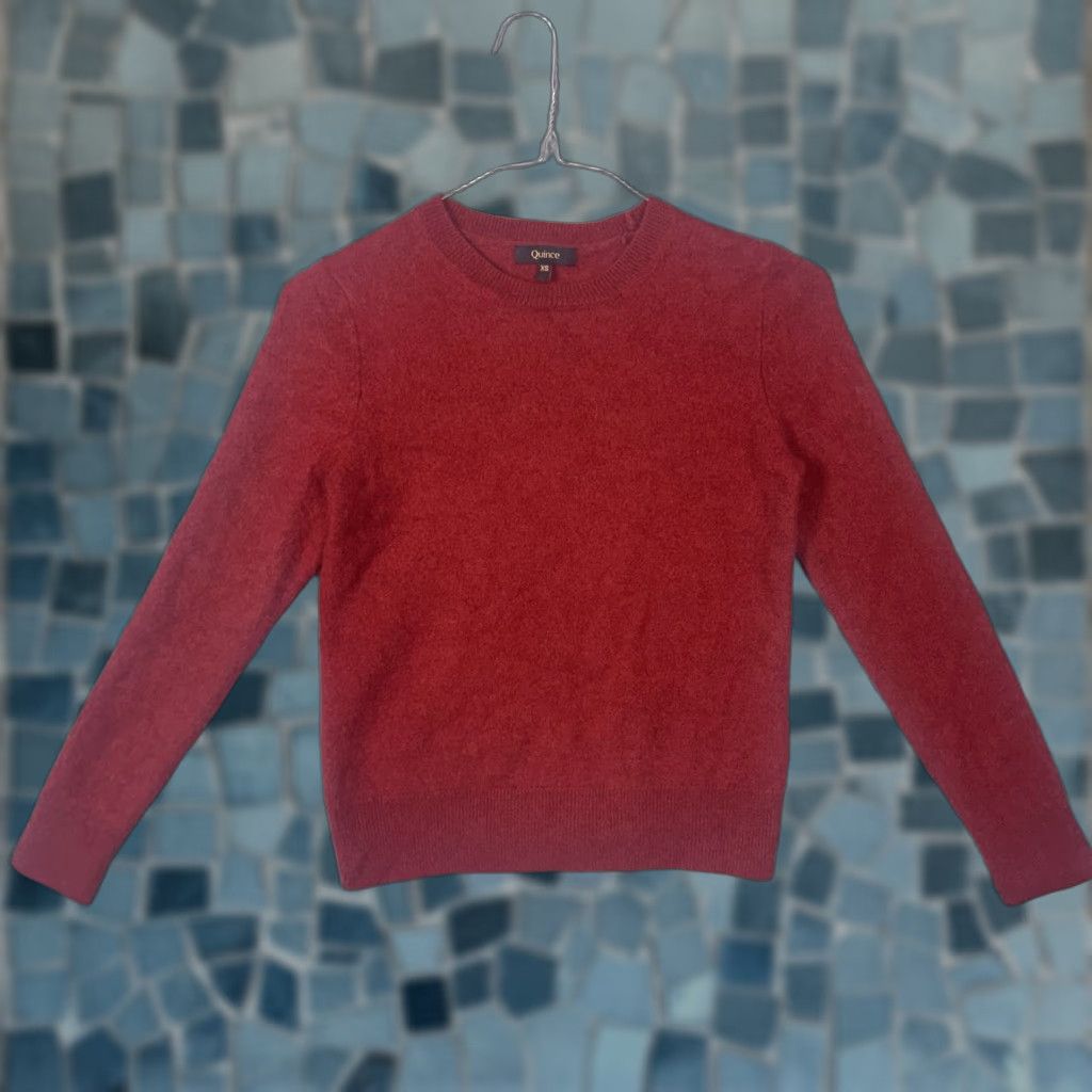 Quince Quince Mongolian Cashmere Womens XS Fisherman Crewneck Fitted Jumper Crimson 2nd Size XS / US 0-2 / IT 36-38 - 1 Thumbnail