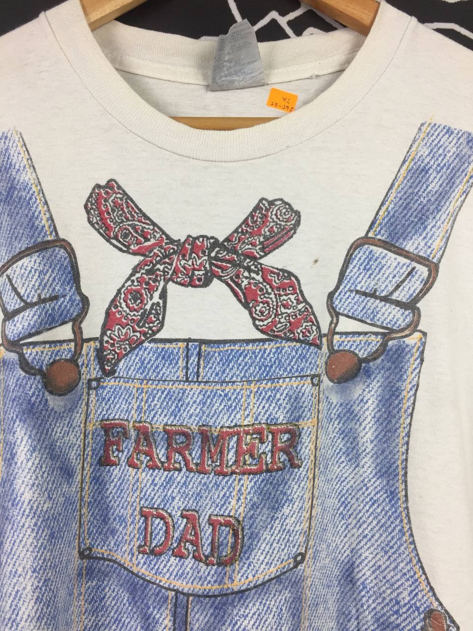 Vintage Vtg 90s Tultex Farmers Dad Overalls Bandana Overprint Tee Size US XL / EU 56 / 4 - 3 Thumbnail