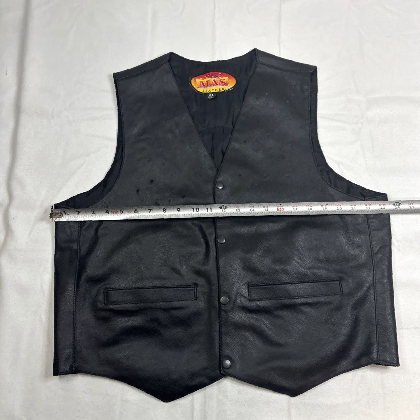 Vintage VINTAGE Mas Leather Leather Vest XL Black Biker Patch 80s Mas Leather Vest Men Full Zip Lined Pockets Size US XL / EU 56 / 4 - 5 Thumbnail