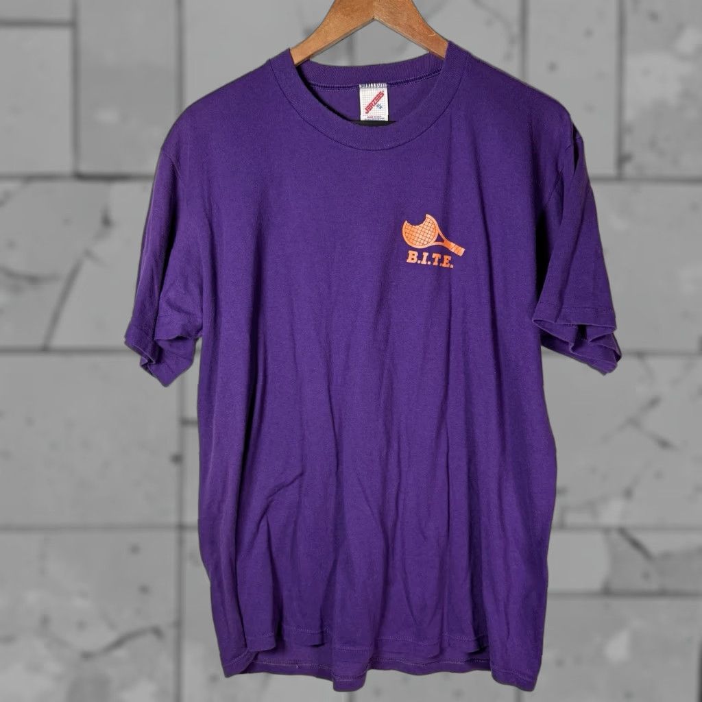 Jerzees VINTAGE Jerzees Tennis Graphic Tee Mens XL USA Purple Shirt Adult XL Purple USA 90s Mens Size US XL / EU 56 / 4 - 1 Thumbnail