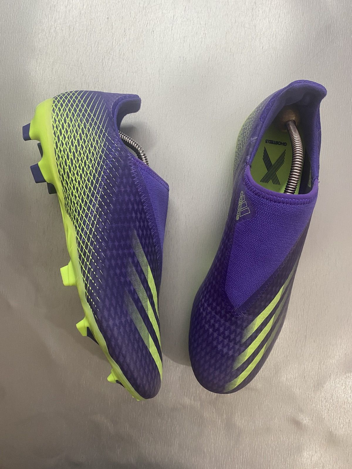 Adidas adidas X Ghosted 3 Laceless FG Purple Green Size US 12 / EU 45 - 3 Thumbnail