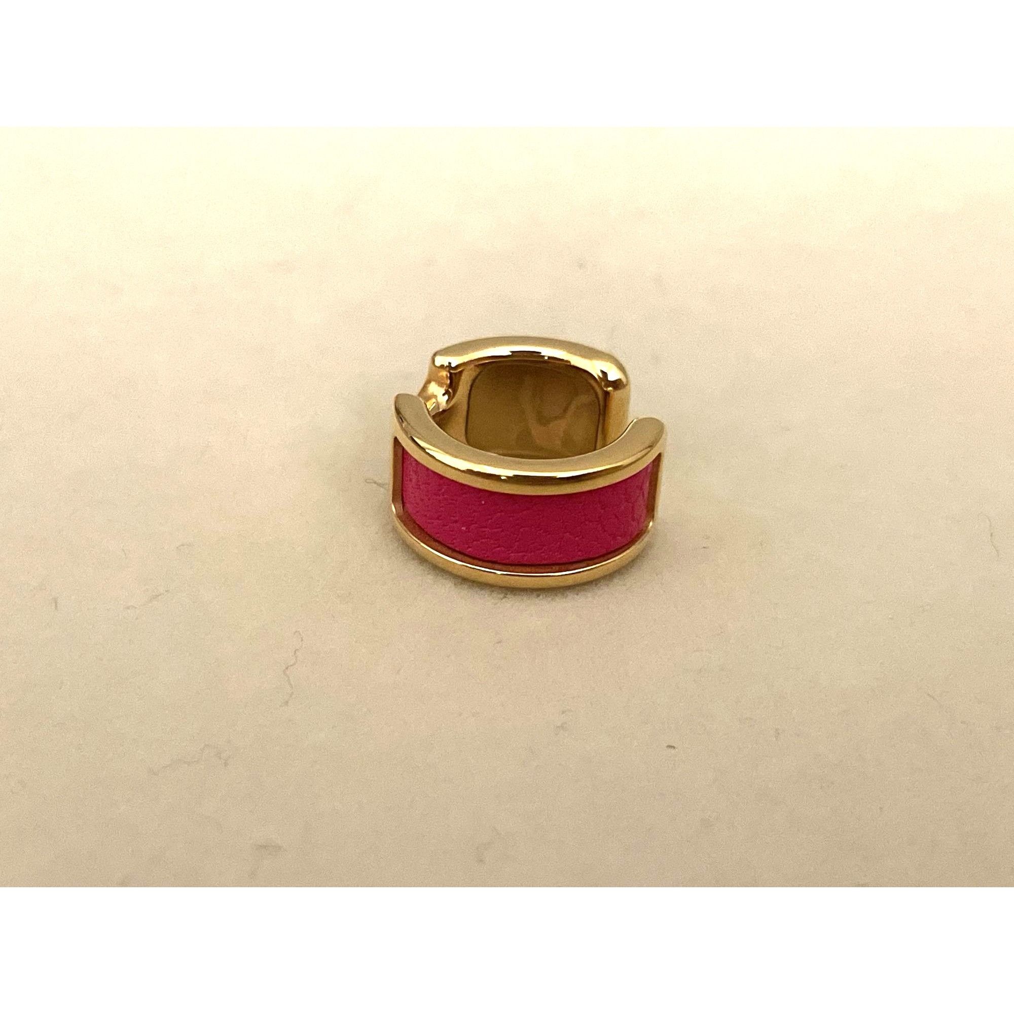 Hermes Hermès Pink Enamel & Gold Plated Clic Ear Cuff Size ONE SIZE - 3 Thumbnail