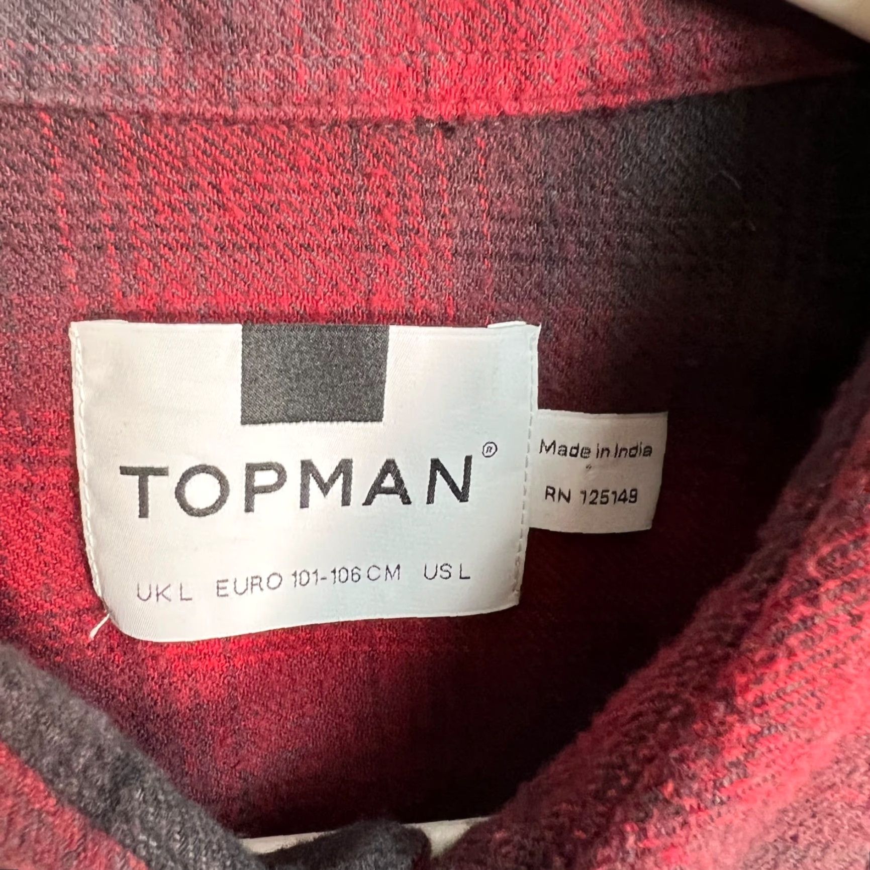Topman Topman Shirt Plaid Button-Up Long Sleeve Cotton Flannel Red Black Adult Large Mens” Size US L / EU 52-54 / 3 - 3 Thumbnail