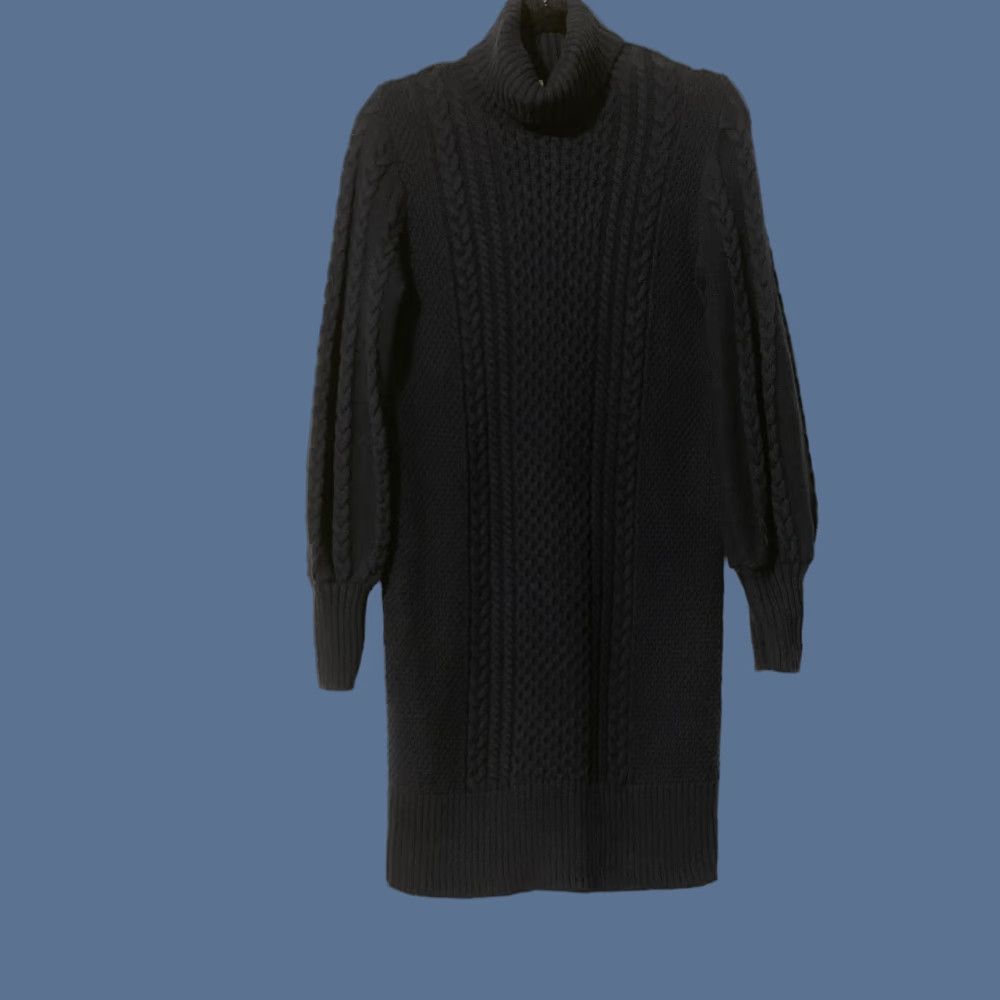 GAP Dress Womens Small Blue Cable Knit Turtleneck Sweater Shift Long Sleeve