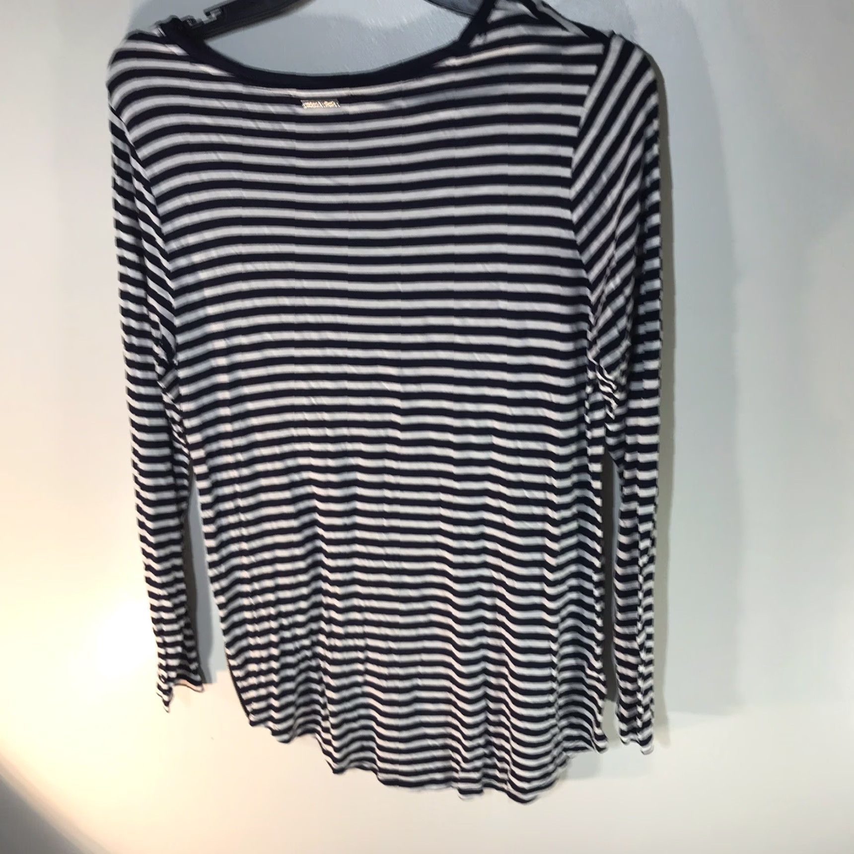 Michael Kors Michael Kors Women's XL Navy White Striped Tunic Top Long Sleeve Zipper Blouse Casual Business Size XL / US 12-14 / IT 48-50 - 4 Thumbnail