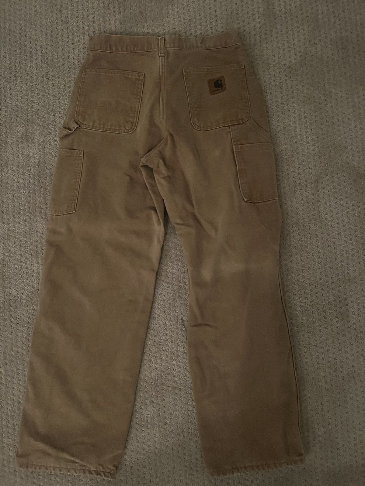 Image of Carhartt x Vintage Carpenter Pants Flannel Lined in Beige, Men's (Size 30)