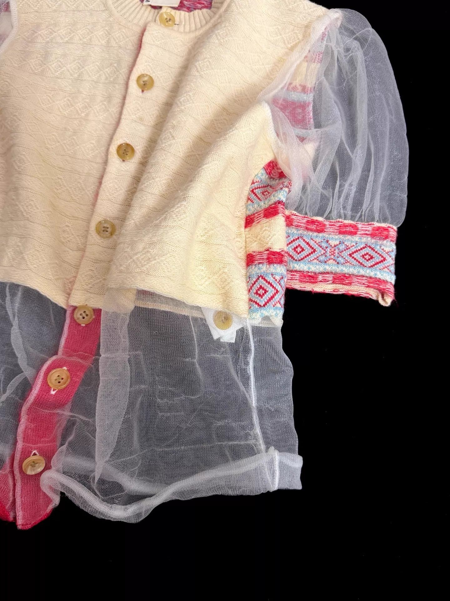 Comme des Garcons CDG Tao 2009AW Ethnic Print Tulle Paneled Top M Size M / US 6-8 / IT 42-44 - 5 Thumbnail