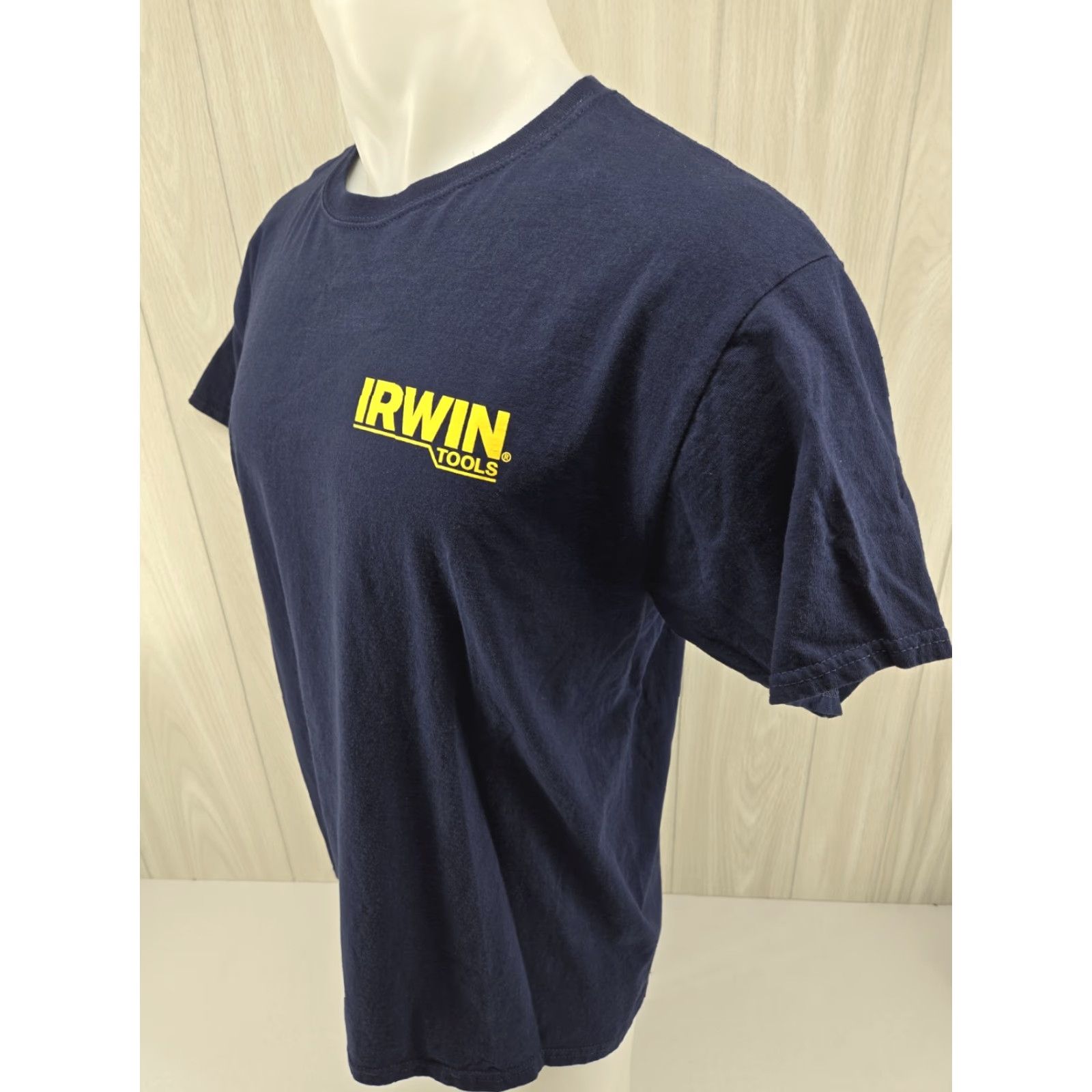Fruit Of The Loom VINTAGE Irwin Tools T Shirt LARGE Blue National Tradesmen Day Workwear Men Shirt Short Sleeve Cotton Logo 2000s Size US L / EU 52-54 / 3 - 5 Thumbnail