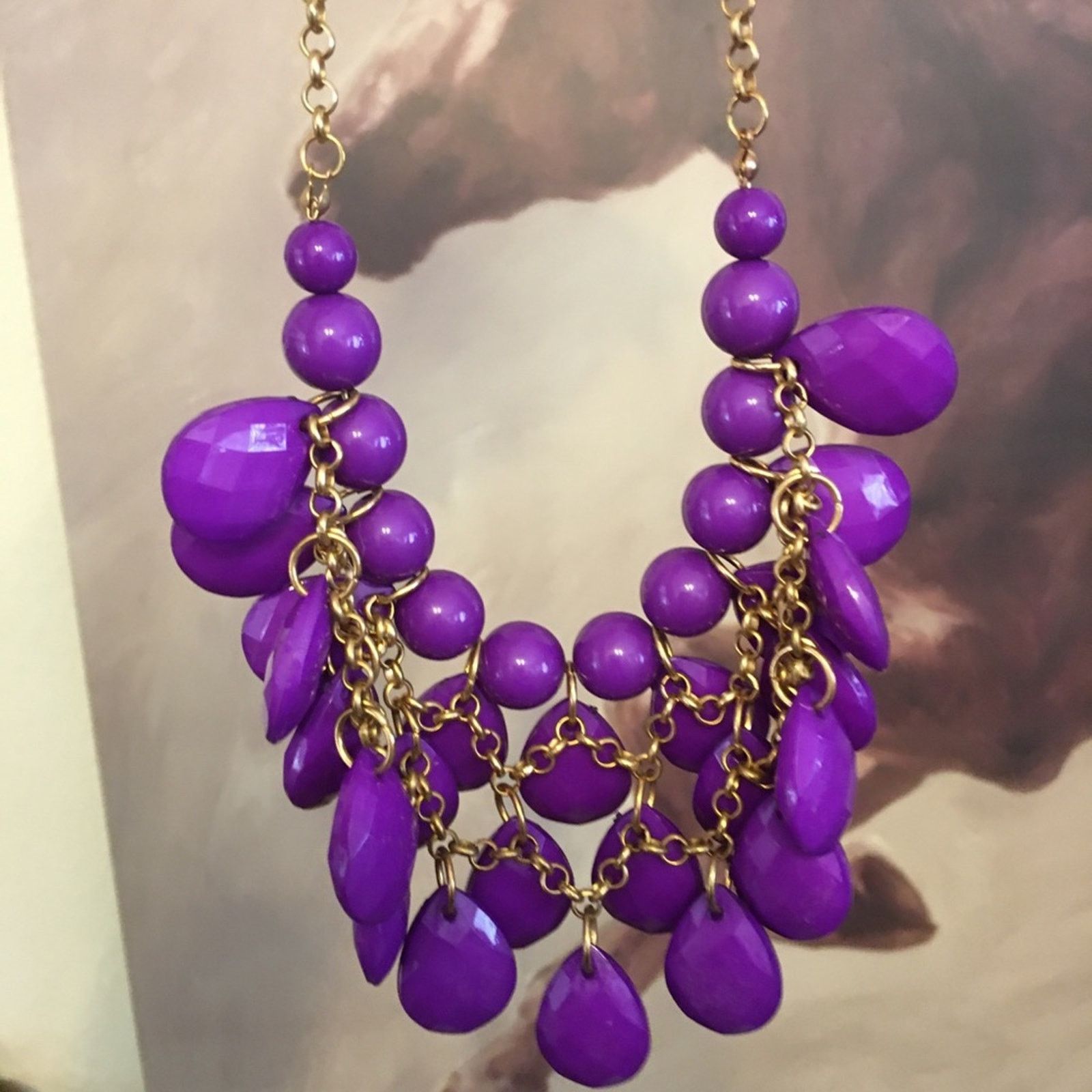 Jewelry Bright purple multi layer beaded necklace Size ONE SIZE - 4 Thumbnail