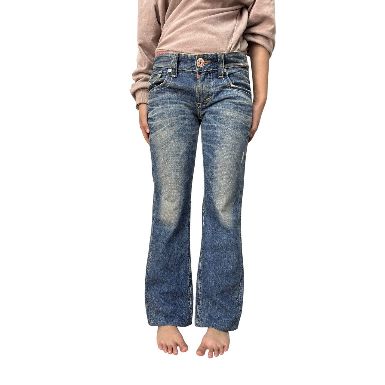 Edwin Vintage Edwin 511 Blue Trip Heavy Stitched Flared Jeans Size US 29 - 3 Thumbnail