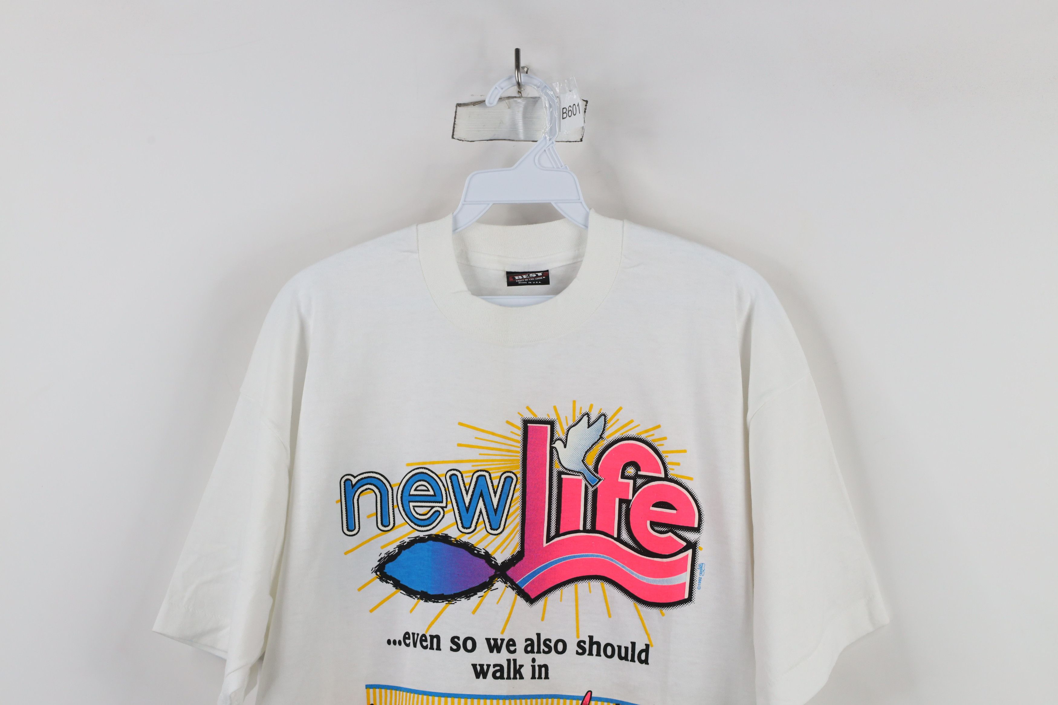 Vintage Vintage 90s Spell New Life Jesus Christian T-Shirt White USA Size XL / US 12-14 / IT 48-50 - 2 Thumbnail