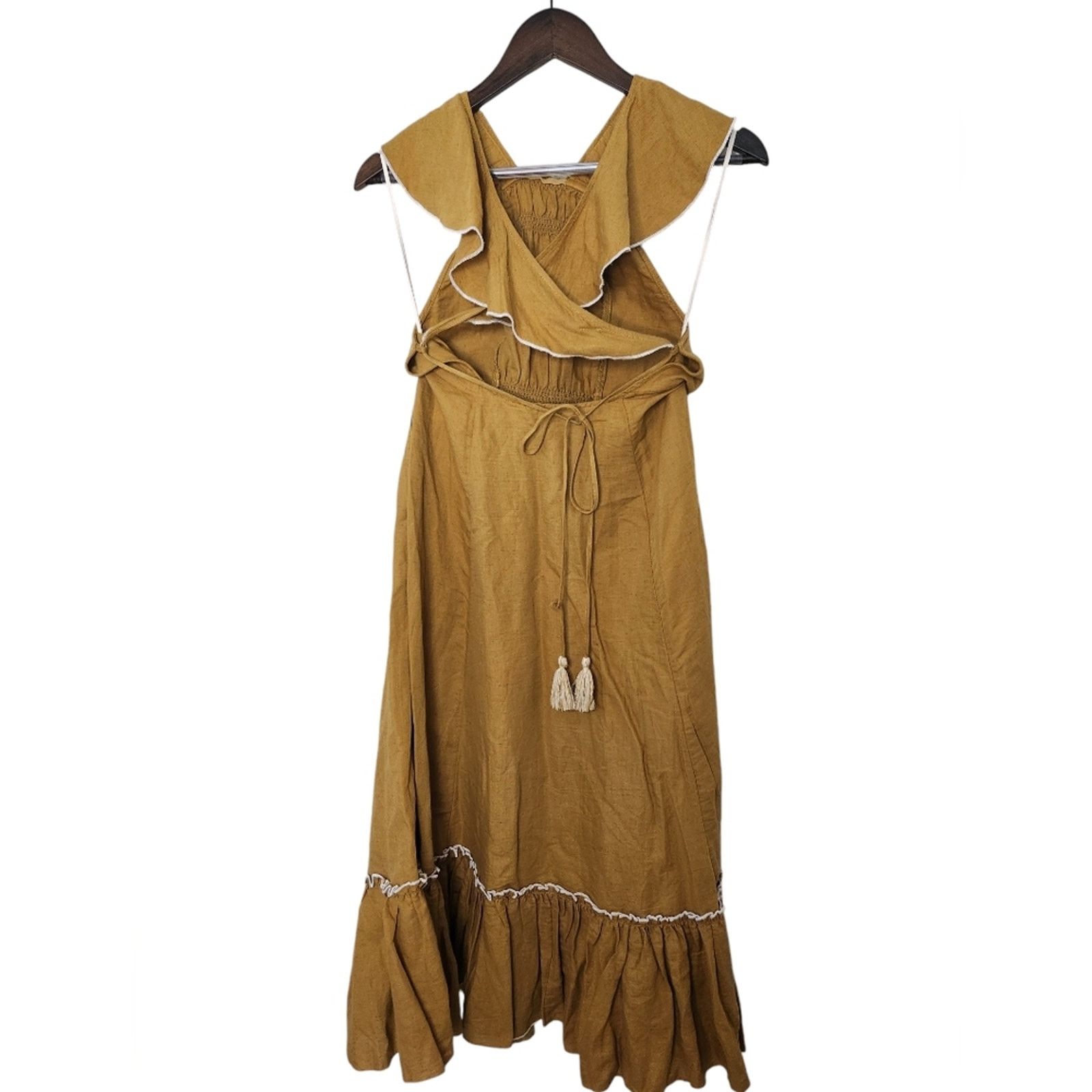 Free People Anika Midi Linen Dress Small