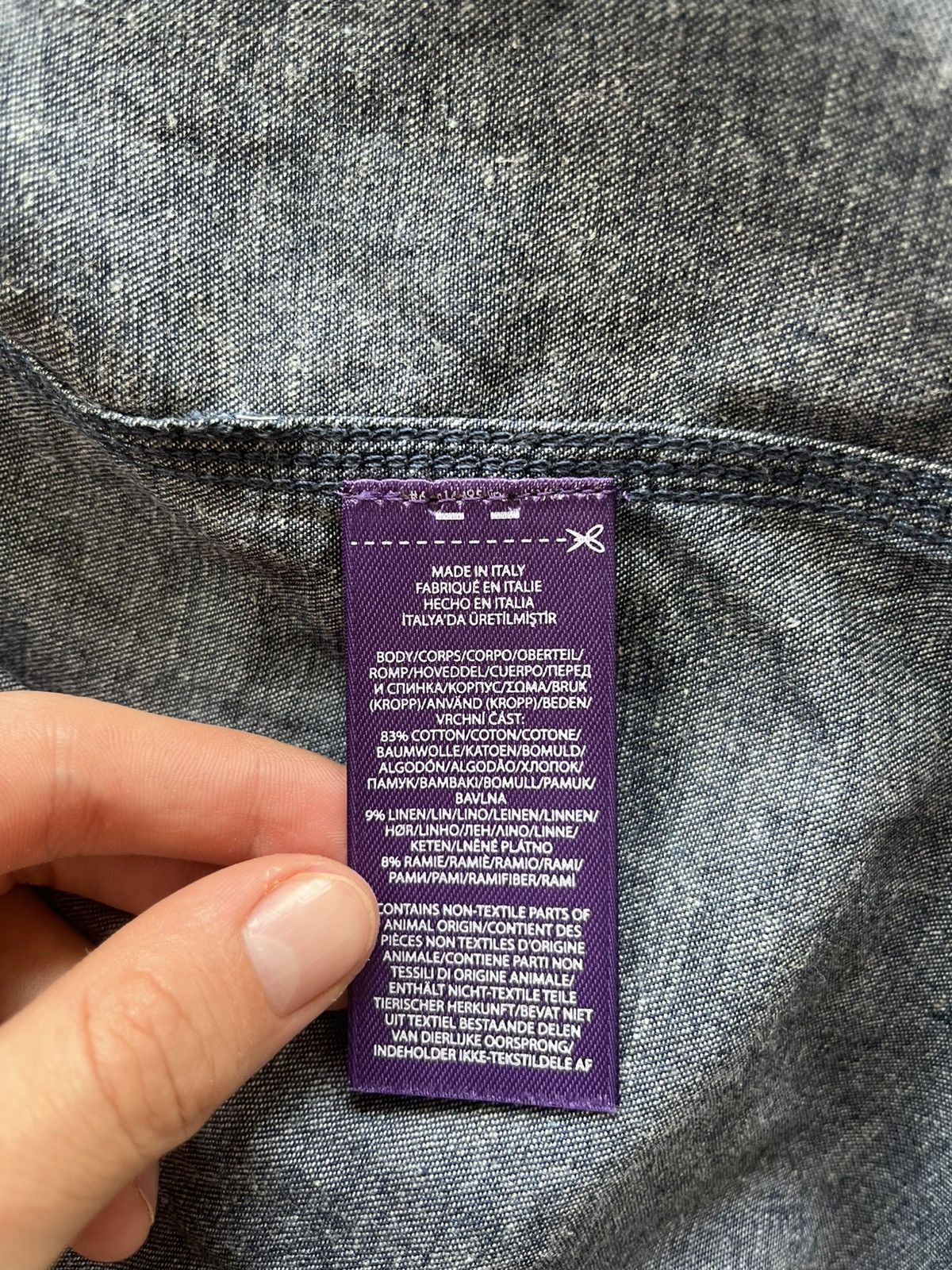 Ralph Lauren Purple Label Ralph Lauren Purple Label Denim Shirt with Paint Splatter Size US M / EU 48-50 / 2 - 5 Thumbnail