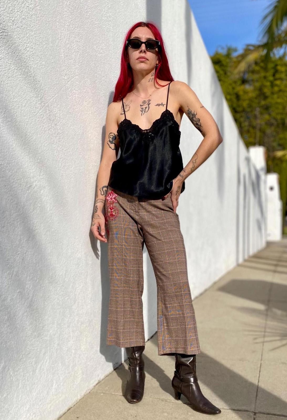 Vintage VTG Y2K Low Rise Plaid Capri Pants USA Made Embroidered 7/8 Size 30" / US 8 / IT 44 - 1 Thumbnail