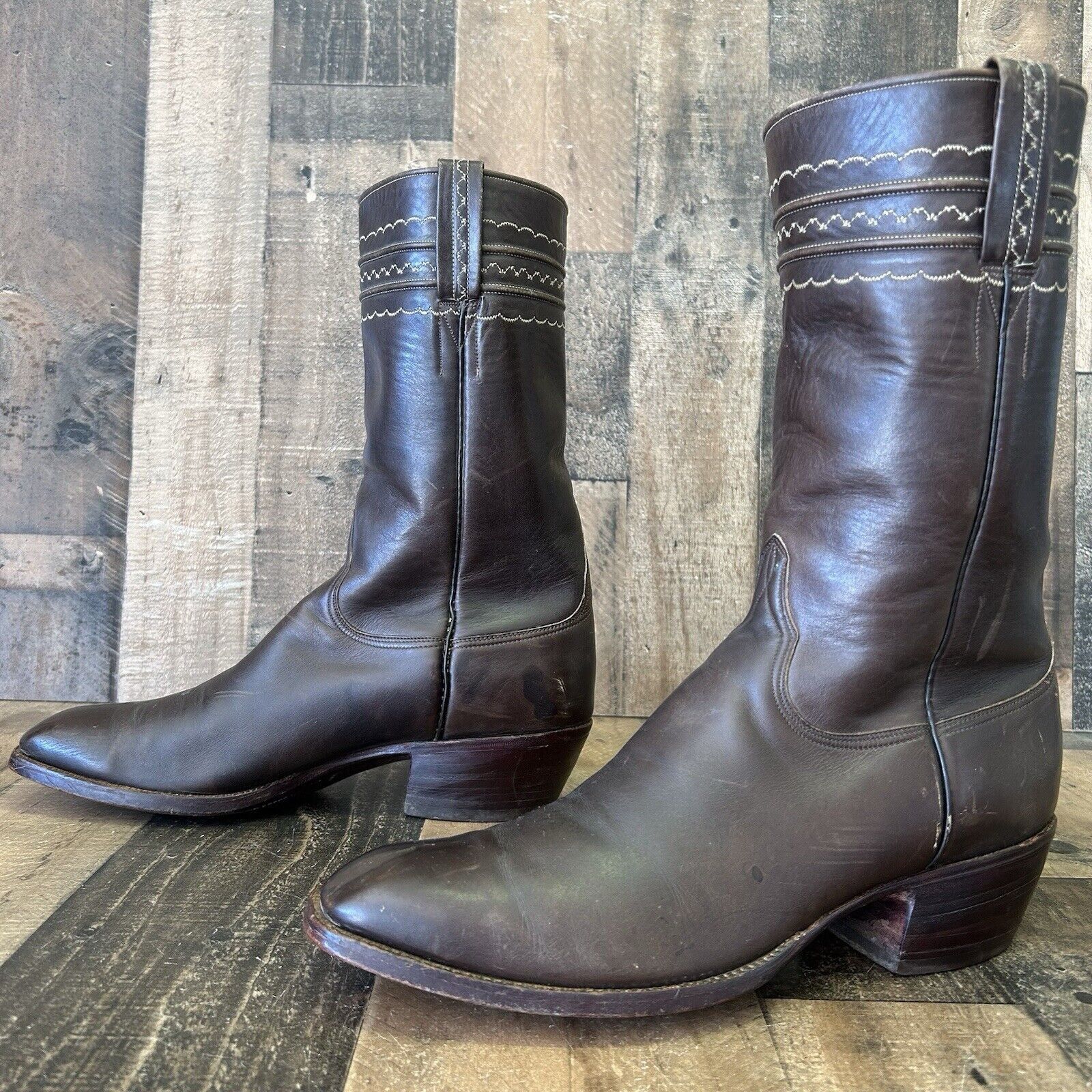 Lucchese Lucchese San Antonio Vtg Stovepipe Cowboy Boots Mens 10.5 D ...