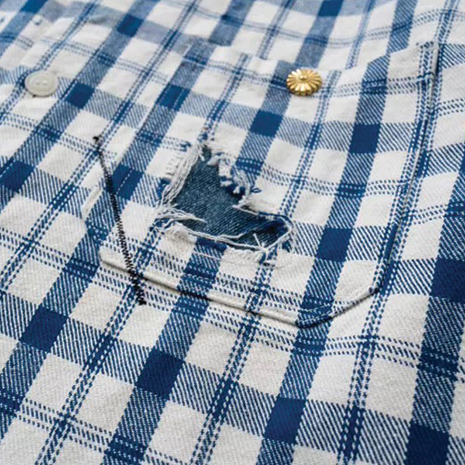 Other Plaid Denim Jean Patchwork Clash Shirt Size US L / EU 52-54 / 3 - 6 Thumbnail