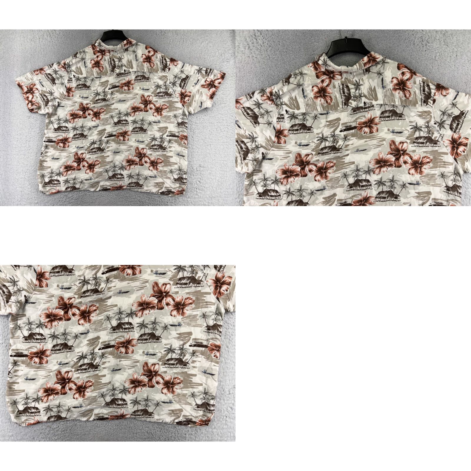 Vintage Puritan Shirt Adult 3XL Beige Floral Palm Island Rayon Hawaiian Button Shirt (Men) Size US XXL / EU 58 / 5 - 9 Thumbnail