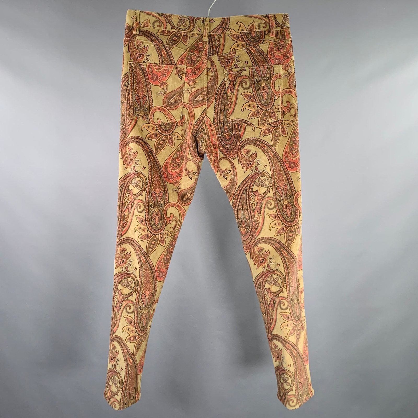 Needles Size M Brown Burgundy Green Paisley 5 Pocket Casual Pants Size US 29 - 4 Thumbnail