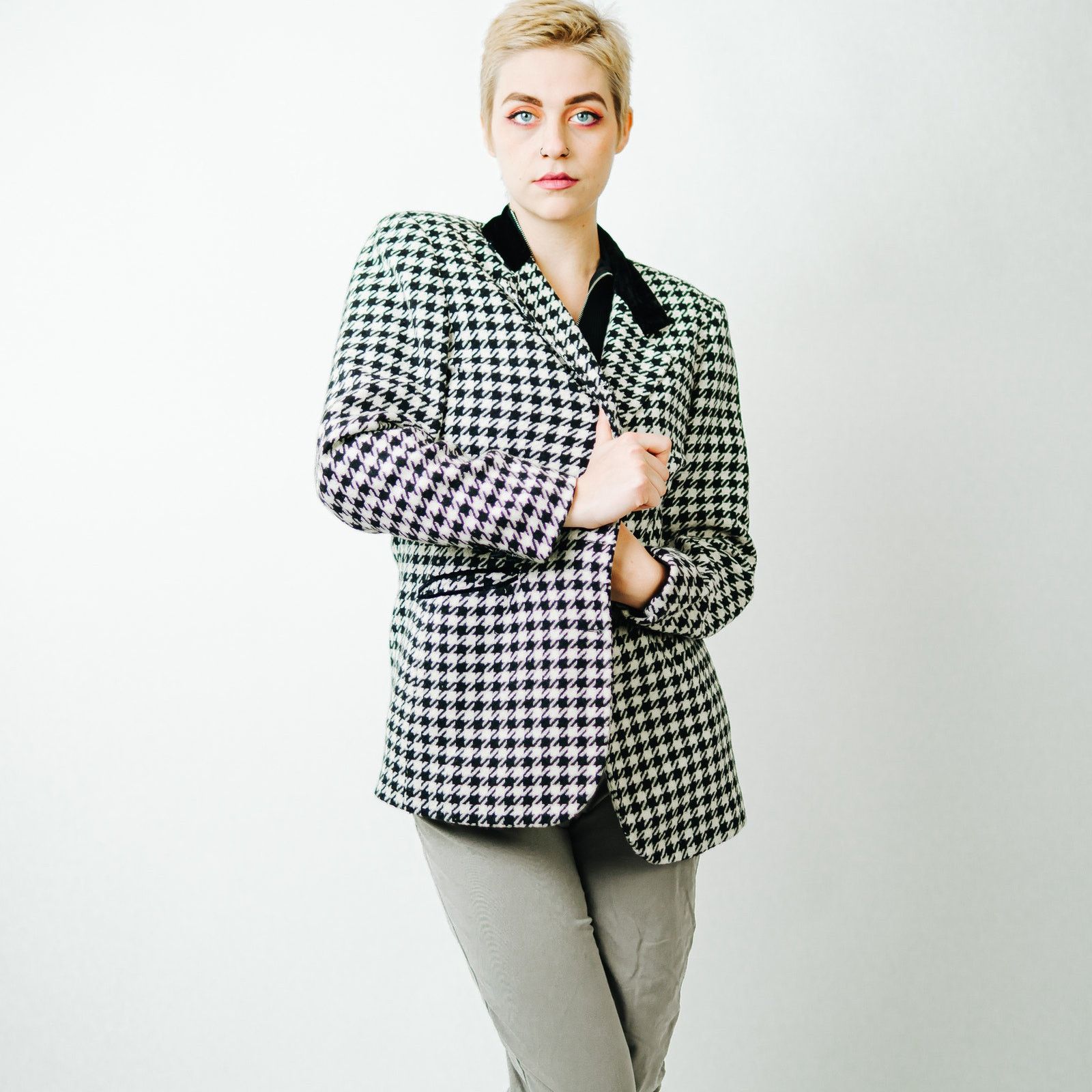 Vintage Hugo Buscati Milan Vintage Houndstooth Blazer - 10 Size M / US 6-8 / IT 42-44 - 9 Thumbnail