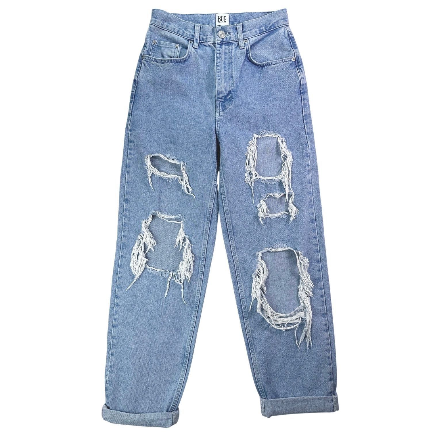 Bdg BDG Lt Wash Denim High Rise Distressed Grunge Baggy Jeans 27 Size 27" / US 4 / IT 40 - 1 Thumbnail