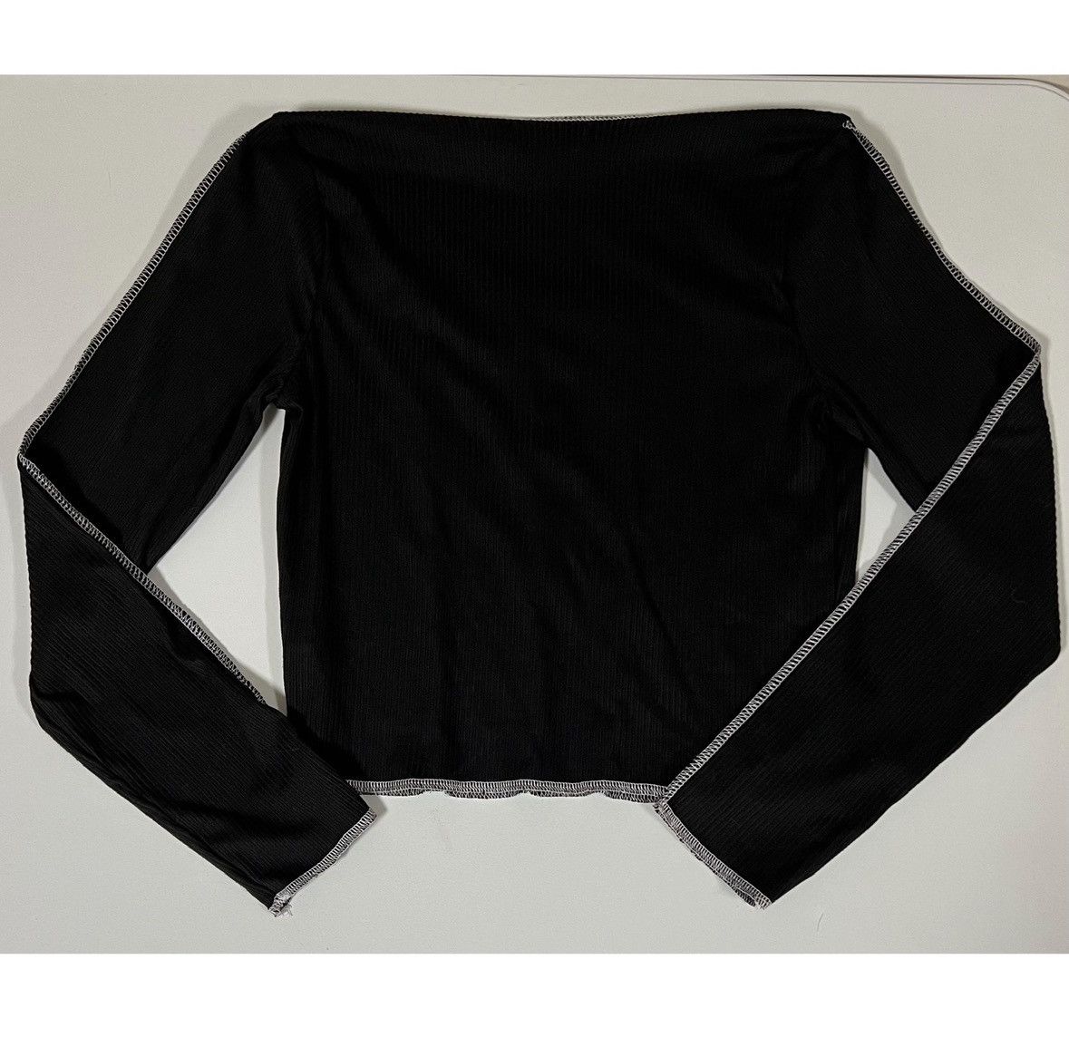 Gaelle Paris Black White Square-Neck Long Sleeve T-Shirt Top Tee Size S🤍🖤 Size S / US 4 / IT 40 - 3 Thumbnail